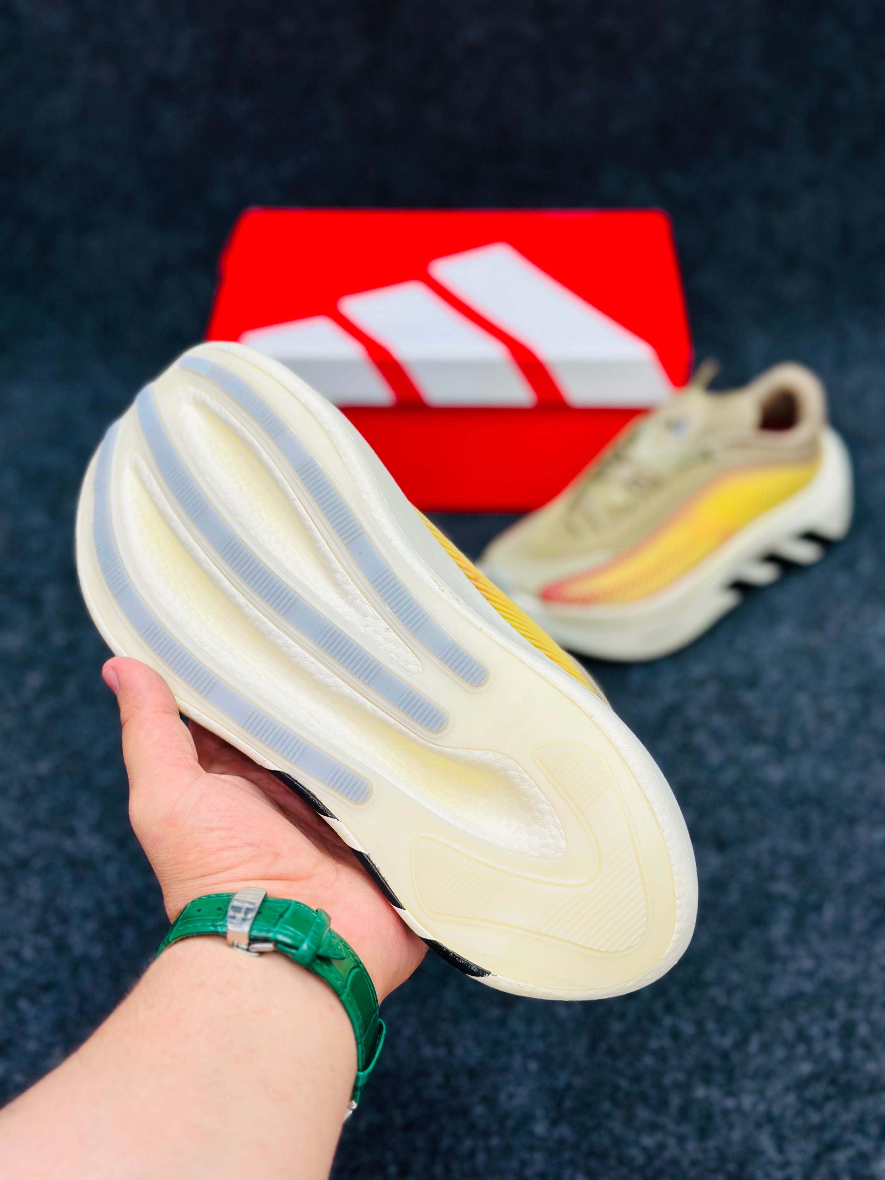 adidas Hyperboost Edge Running Shoes.   Cream / Solar Yellow / Black