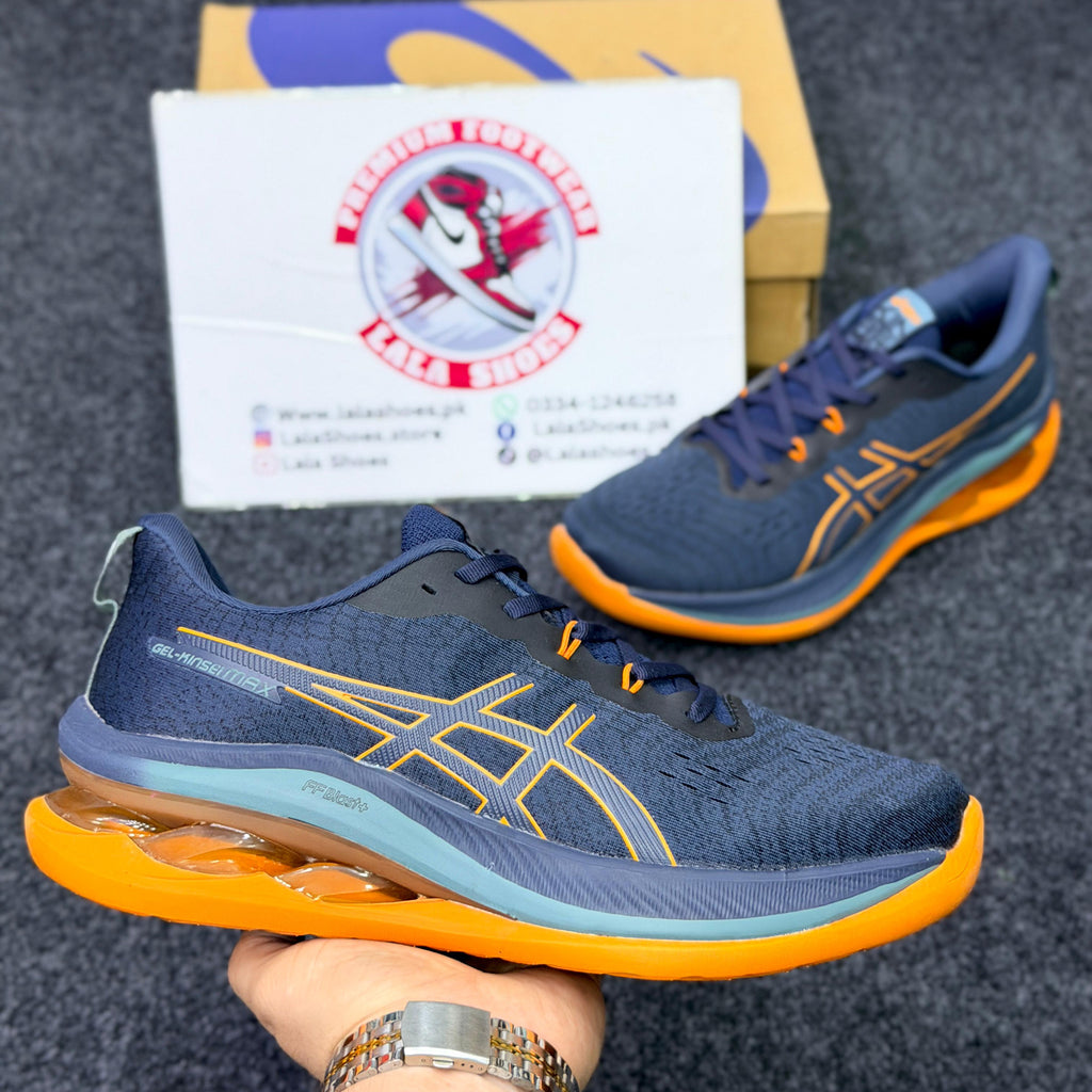 ASICS Style Gel Cushion Running Shoes – Blue & Orange  Comfort Sneakers for Men