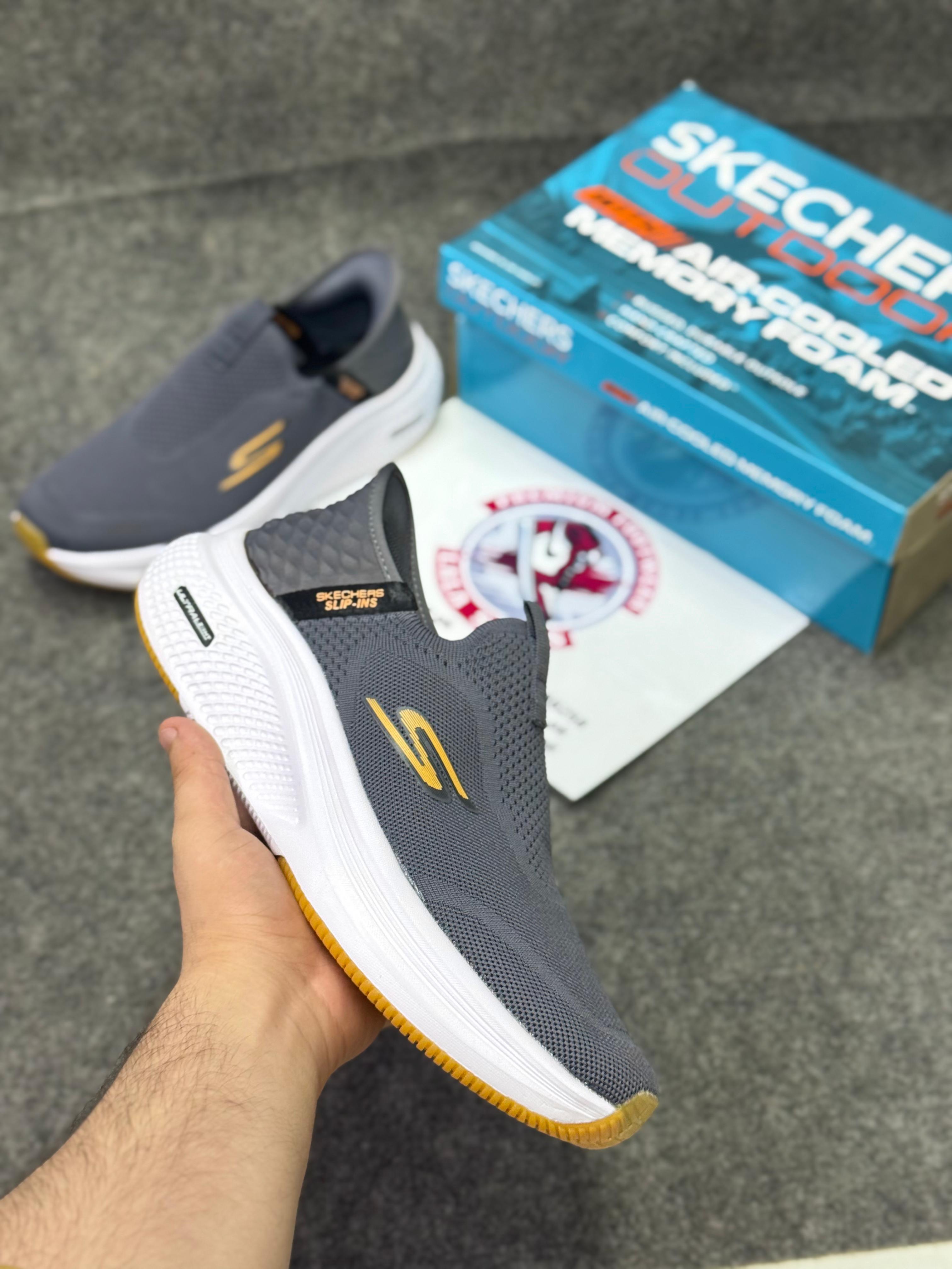 Skechers Slip-ins: Max Cushioning Grey white Comfort & Air-Cooled Cushioning | Best Walking