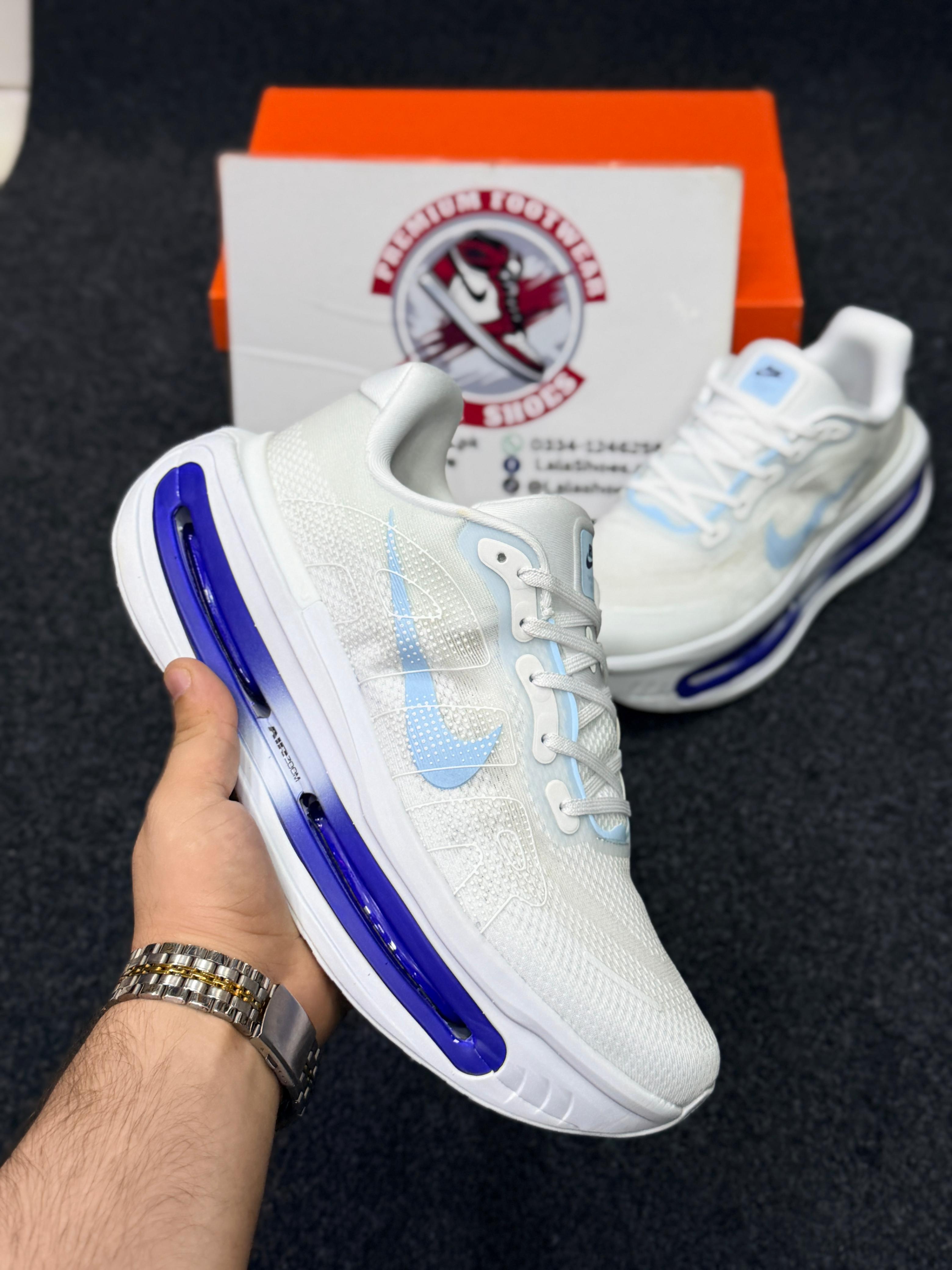Nike Air Zoom Cushion Running Shoes – White Blue Neon