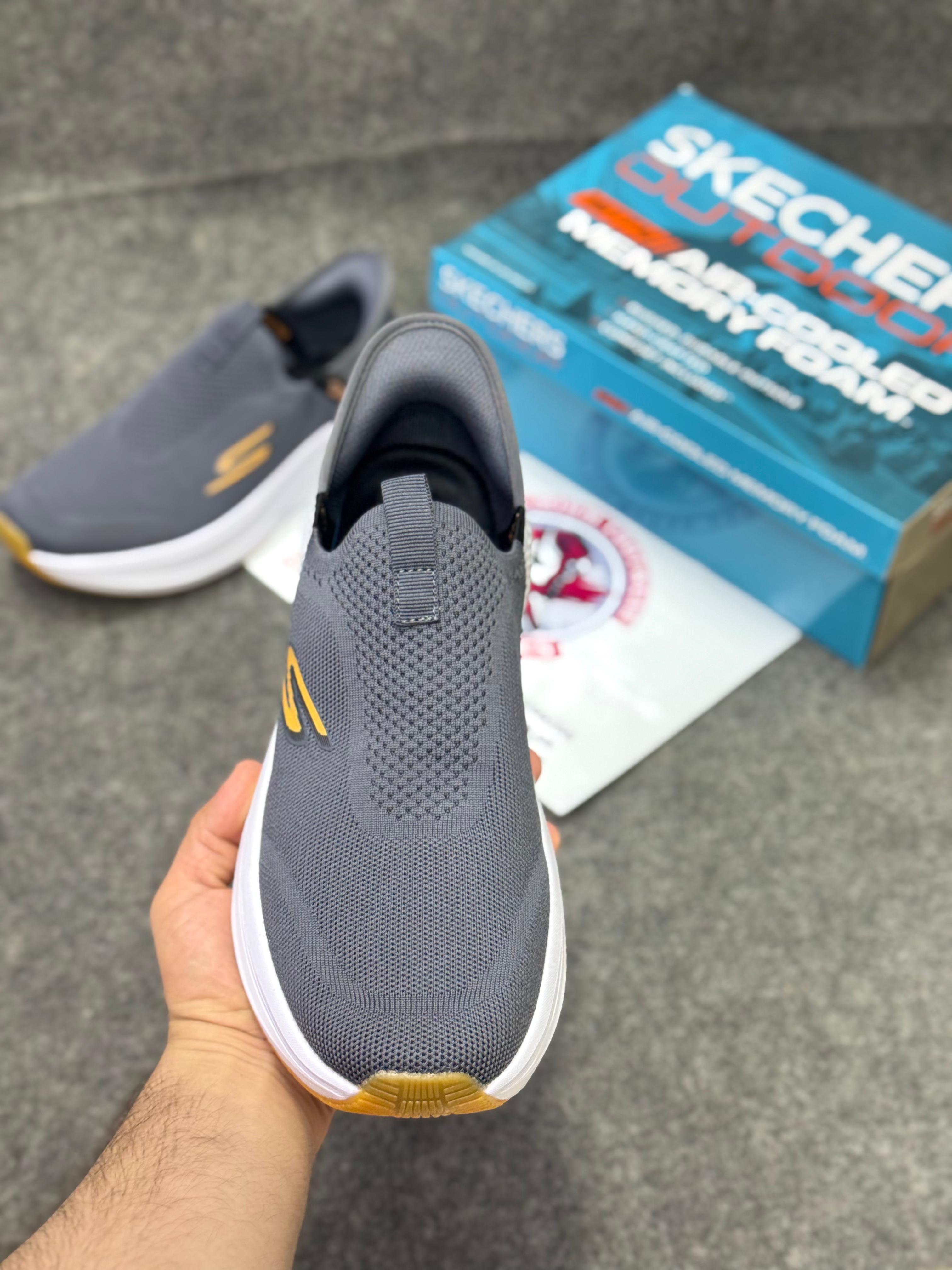 Skechers Slip-ins: Max Cushioning Grey white Comfort & Air-Cooled Cushioning | Best Walking