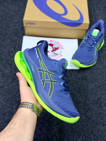 ASICS Style Gel Cushion Running Shoes – Light Blue & Grass Green Comfort Sneakers for Men