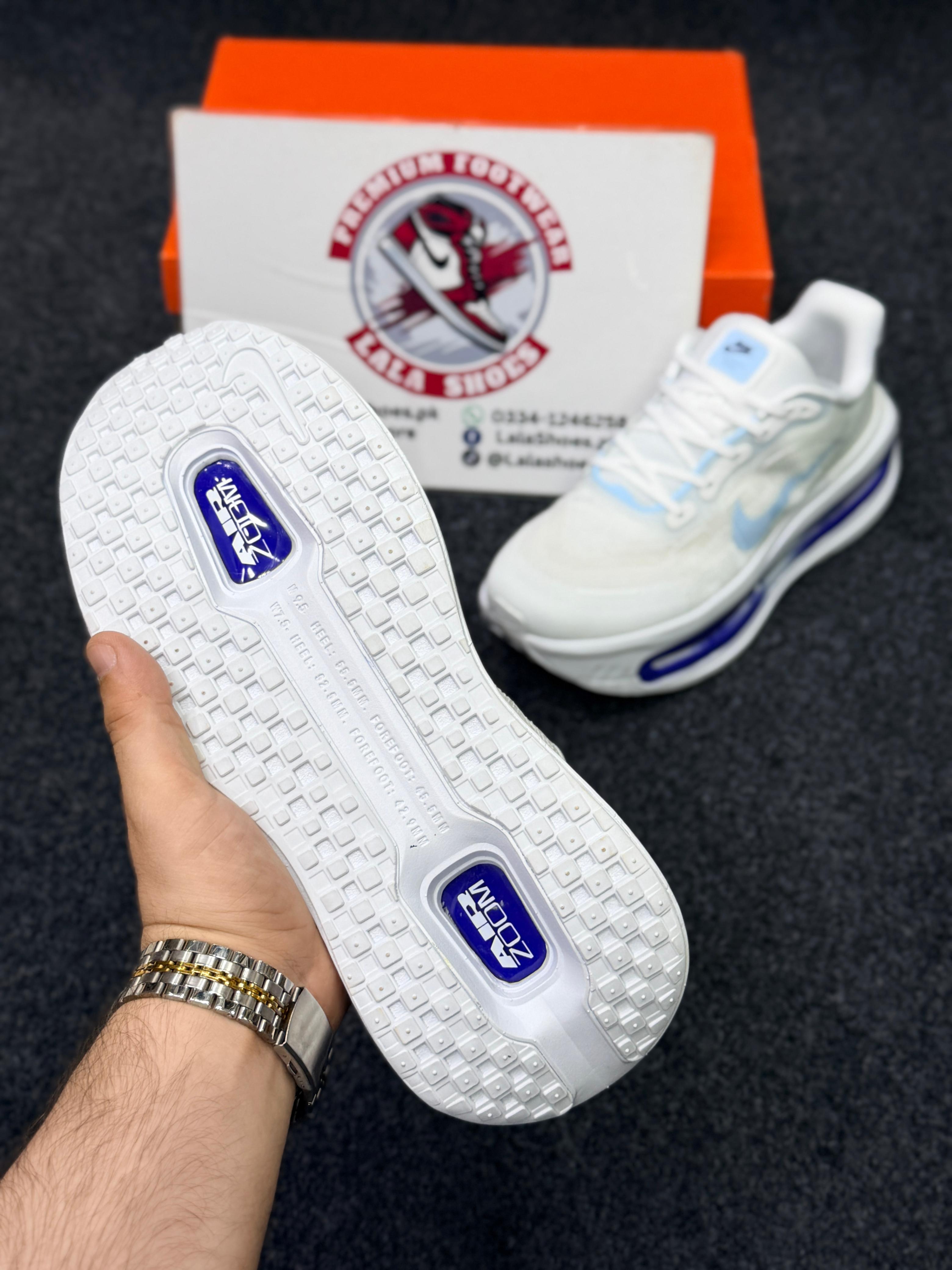 Nike Air Zoom Cushion Running Shoes – White Blue Neon