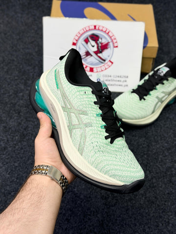 ASICS Style Gel Cushion Running Shoes – Aqua Greenish & Black Contrast Comfort Sneakers for Men