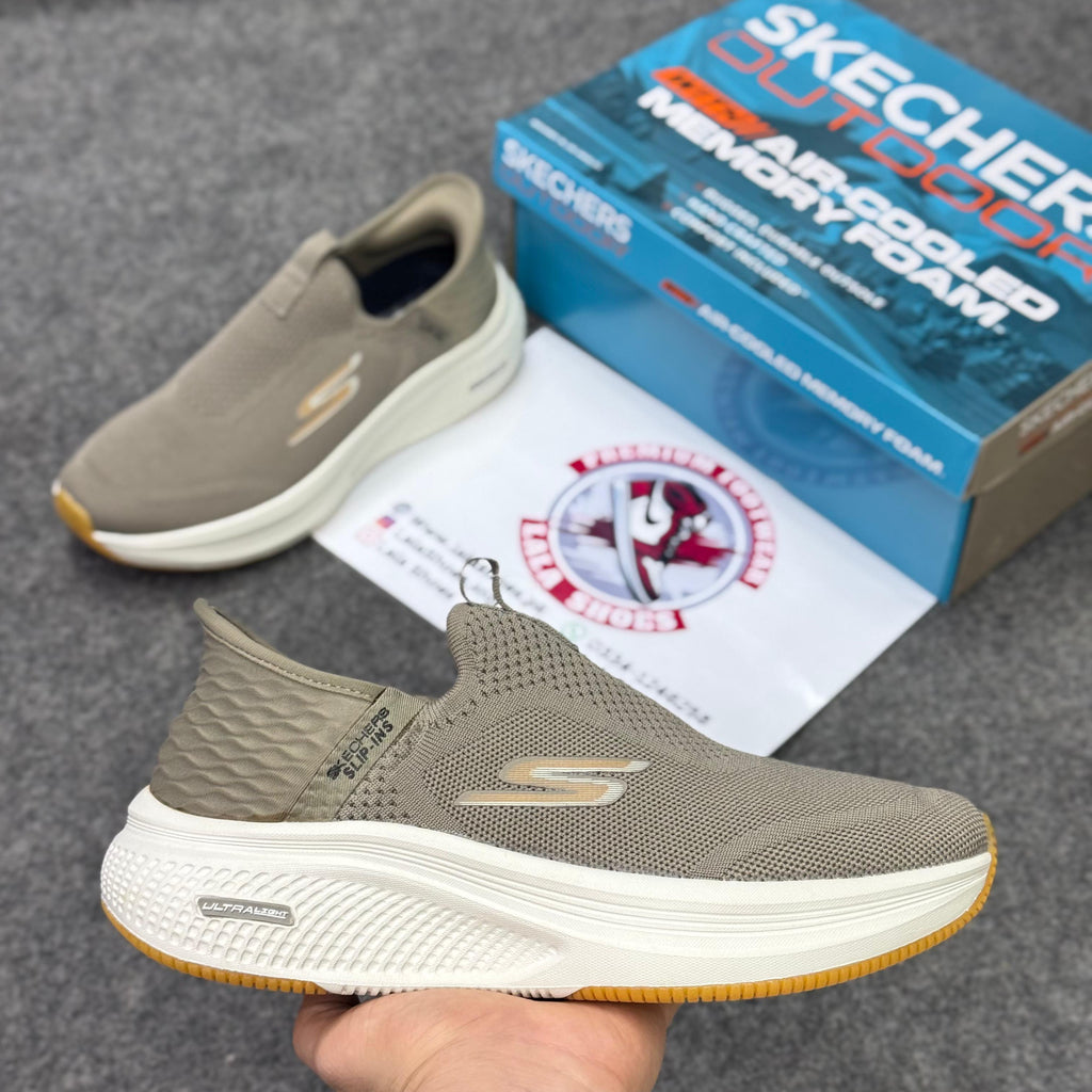 Skechers Slip-ins: Max Cushioning Hyper Burst khaki beige Comfort & Air-Cooled Cushioning | Best Walking