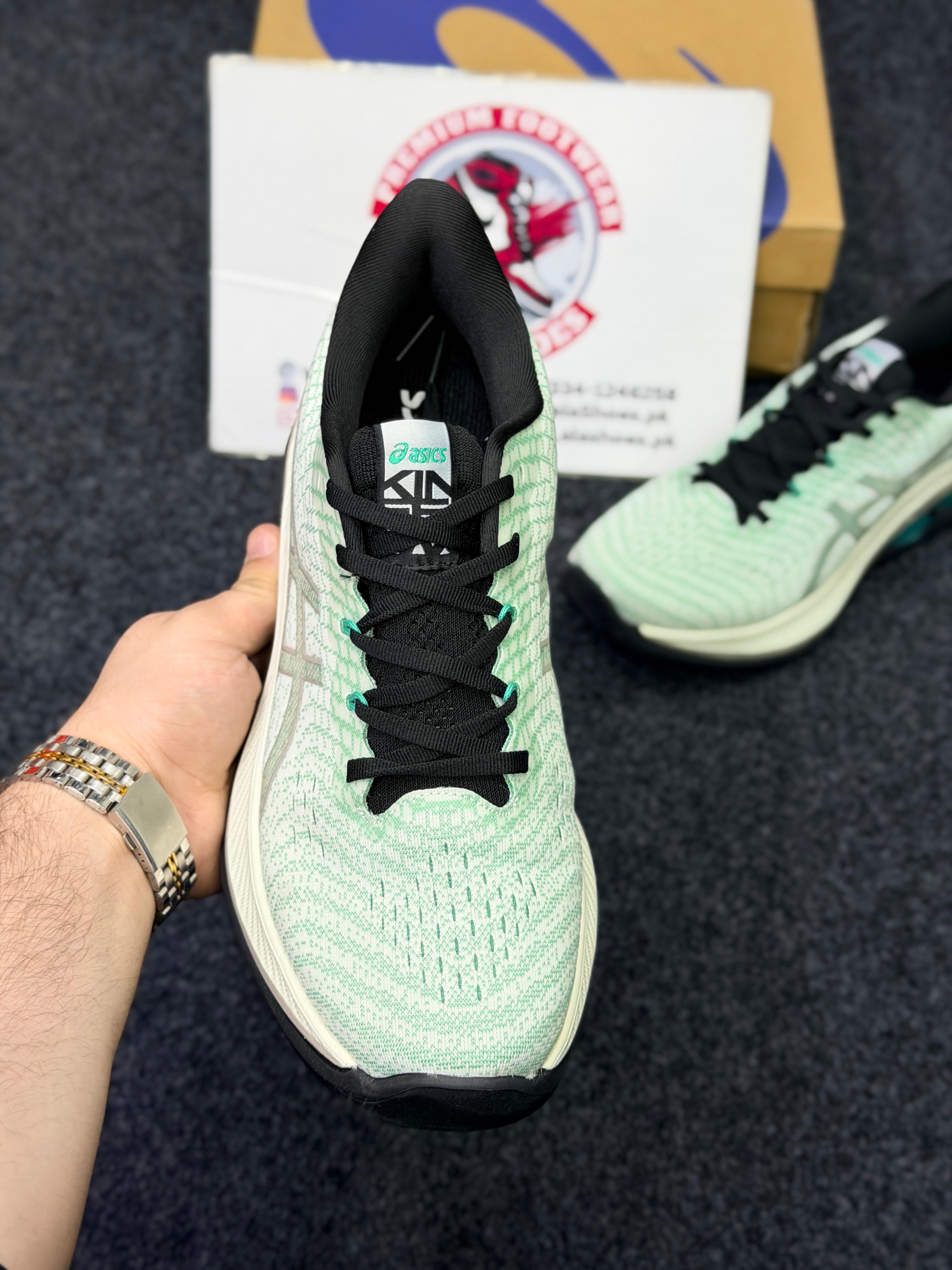 ASICS Style Gel Cushion Running Shoes – Aqua Greenish & Black Contrast Comfort Sneakers for Men