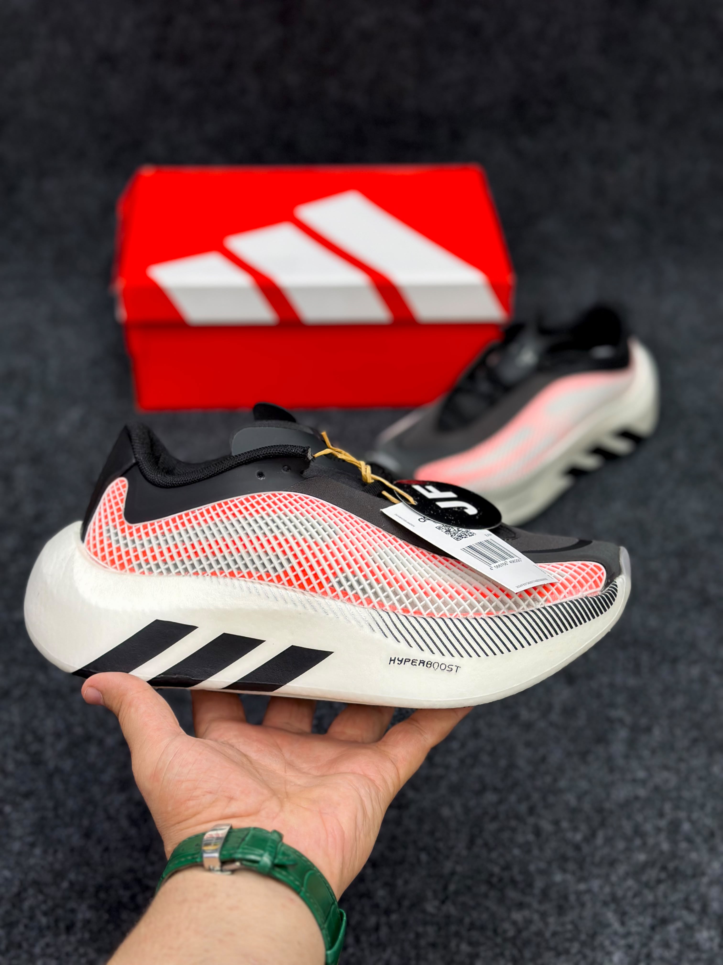 adidas Hyperboost Edge Running Shoes.....White / Solar Red / Black