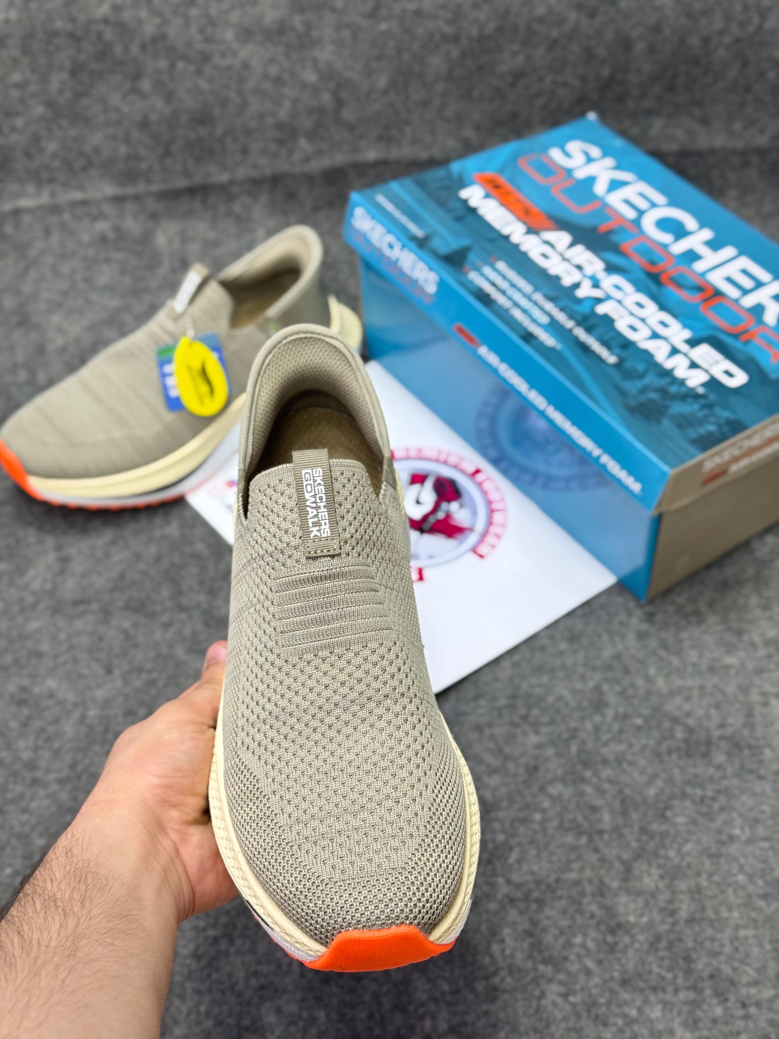 Skechers Slip-ins: Max Cushioning Hyper Burst Light Brown Lightweight, Air-Cooled Memory Foam