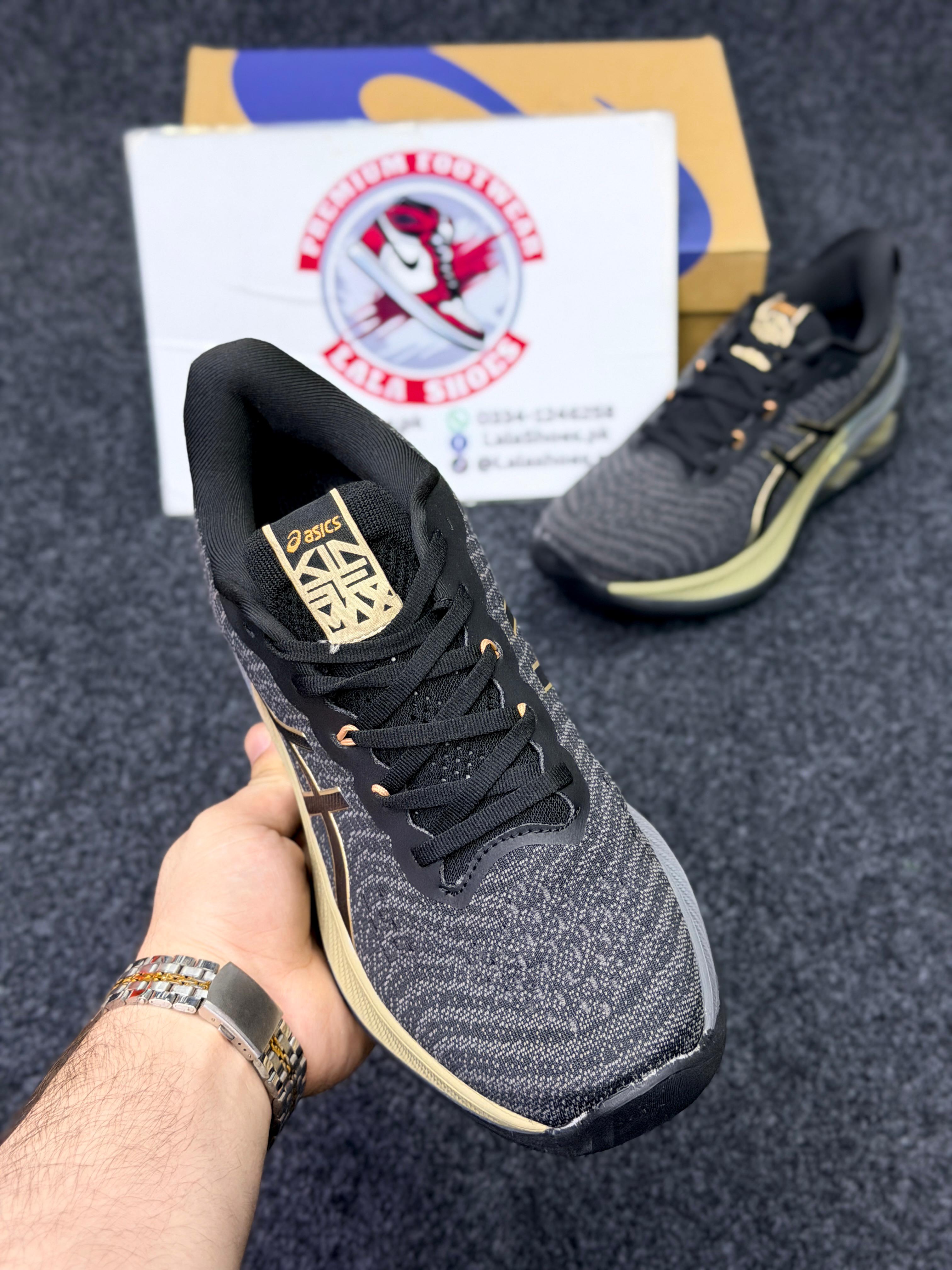 ASICS Style Gel Cushion Running  Shoes – Black & Gold Comfort Sneakers for Men