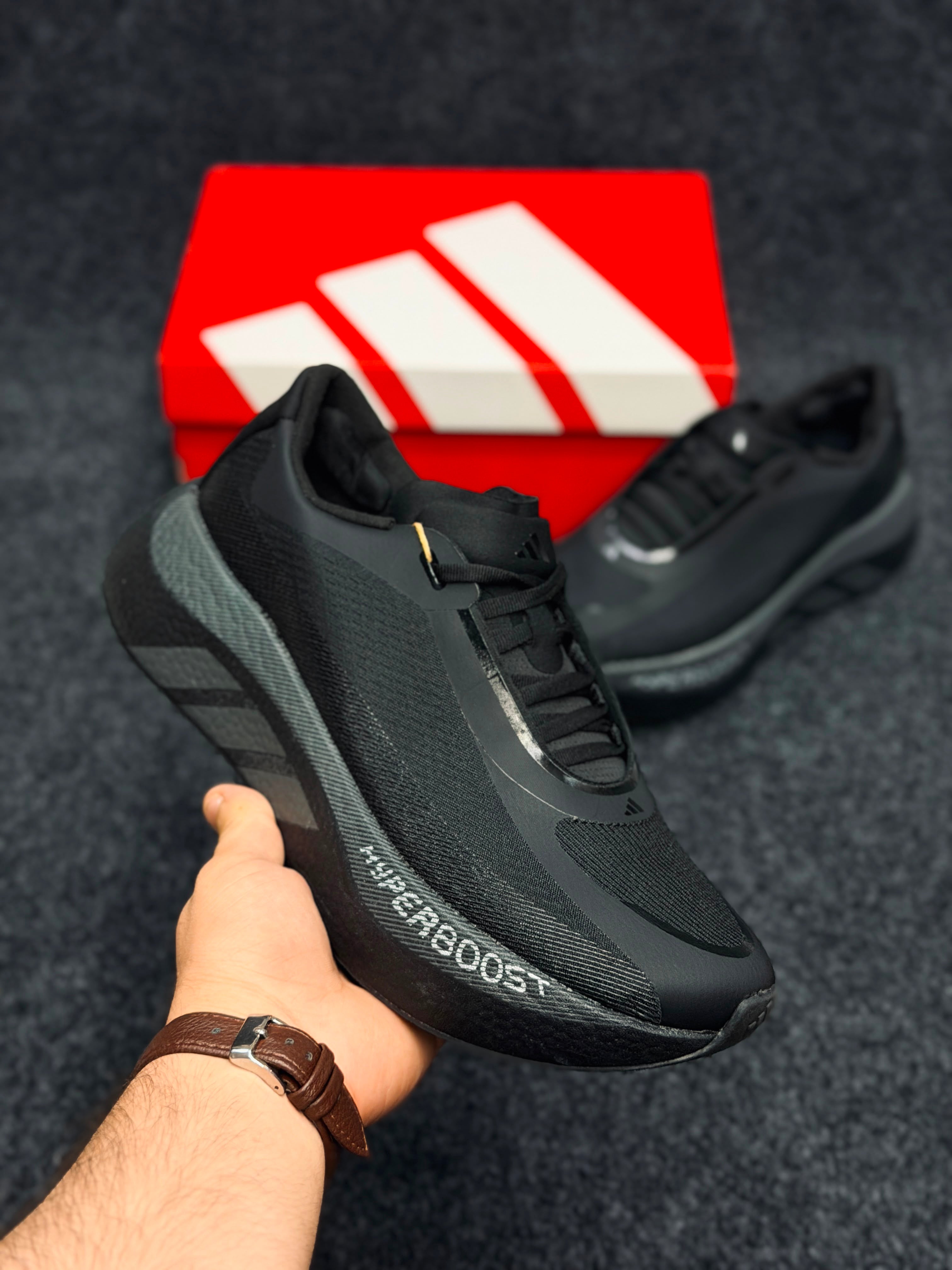 HYPERBOOST EDGE Running Shoes..Color: Triple Black / Dark Grey
