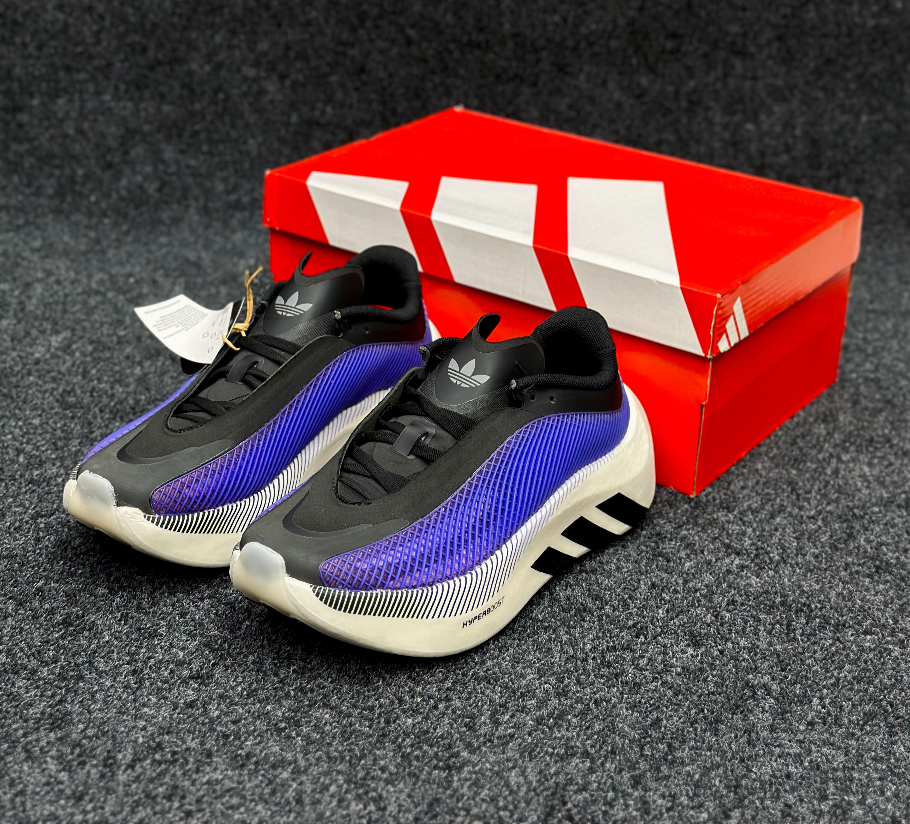adidas Hyperboost Edge Running Shoes.Black / Royal Blue / Off White