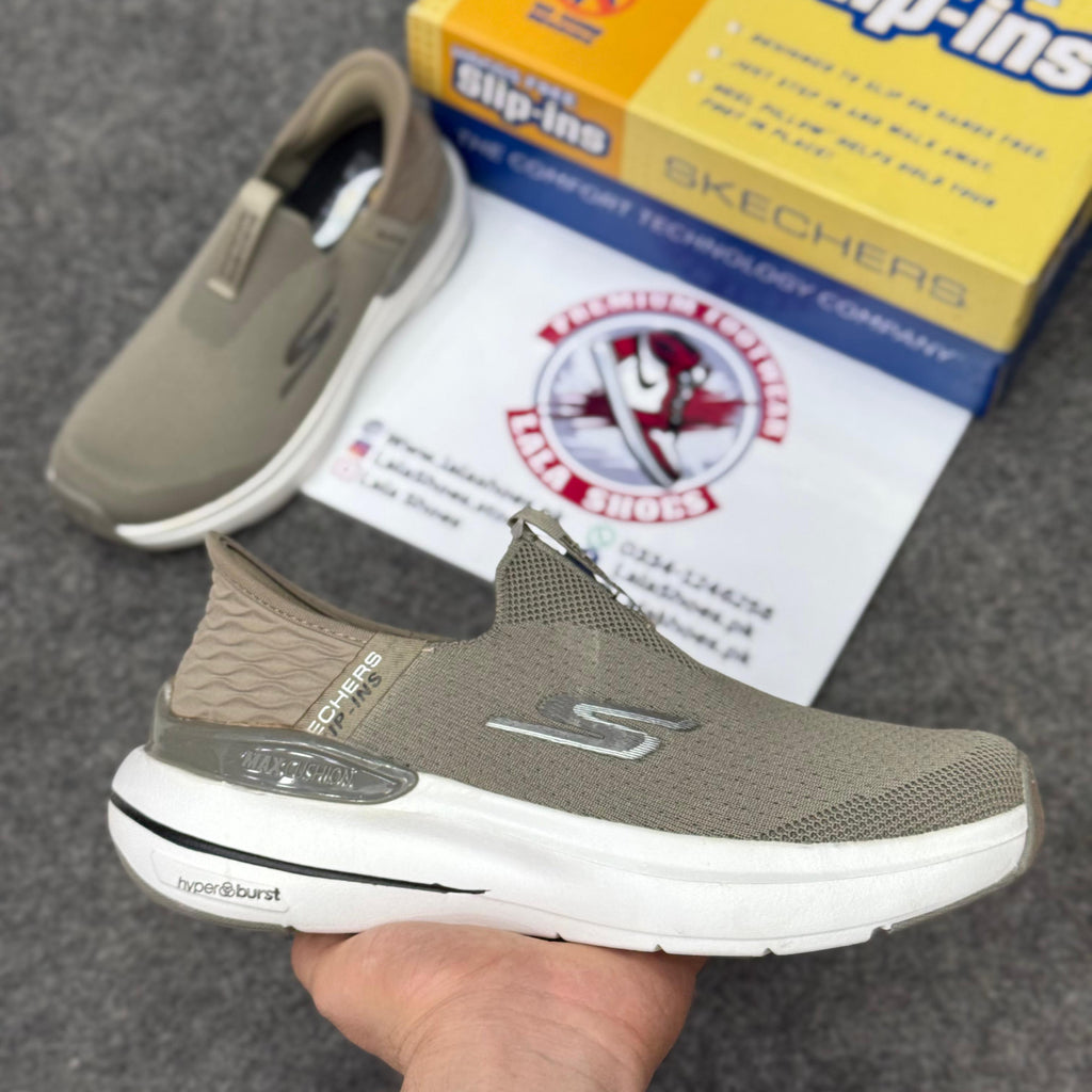 Skechers Slip-ins: Max Cushioning Hyper Burst Khaki, Air-Cooled Memory Foam