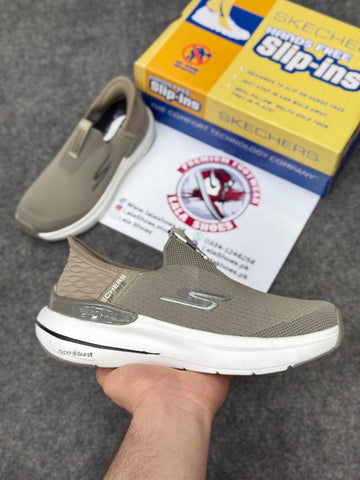 Skechers Slip-ins: Max Cushioning Hyper Burst Khaki, Air-Cooled Memory Foam