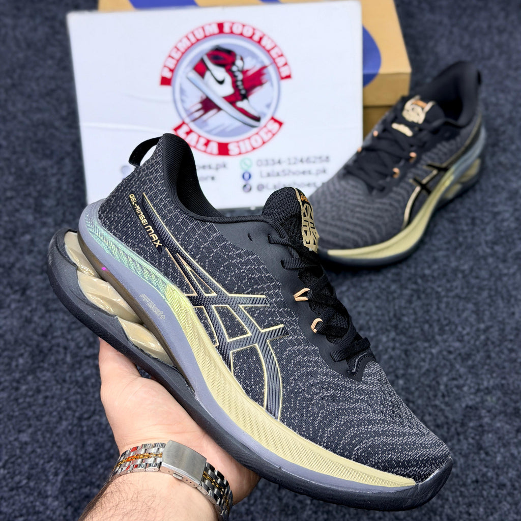 ASICS Style Gel Cushion Running  Shoes – Black & Gold Comfort Sneakers for Men