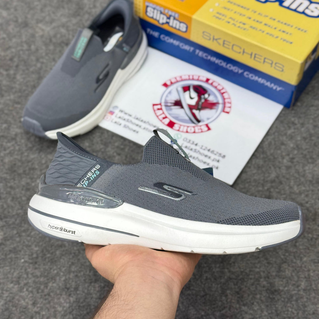 Skechers Slip-ins: Max Cushioning Hyper Burst Grey white, Air-Cooled Memory Foam