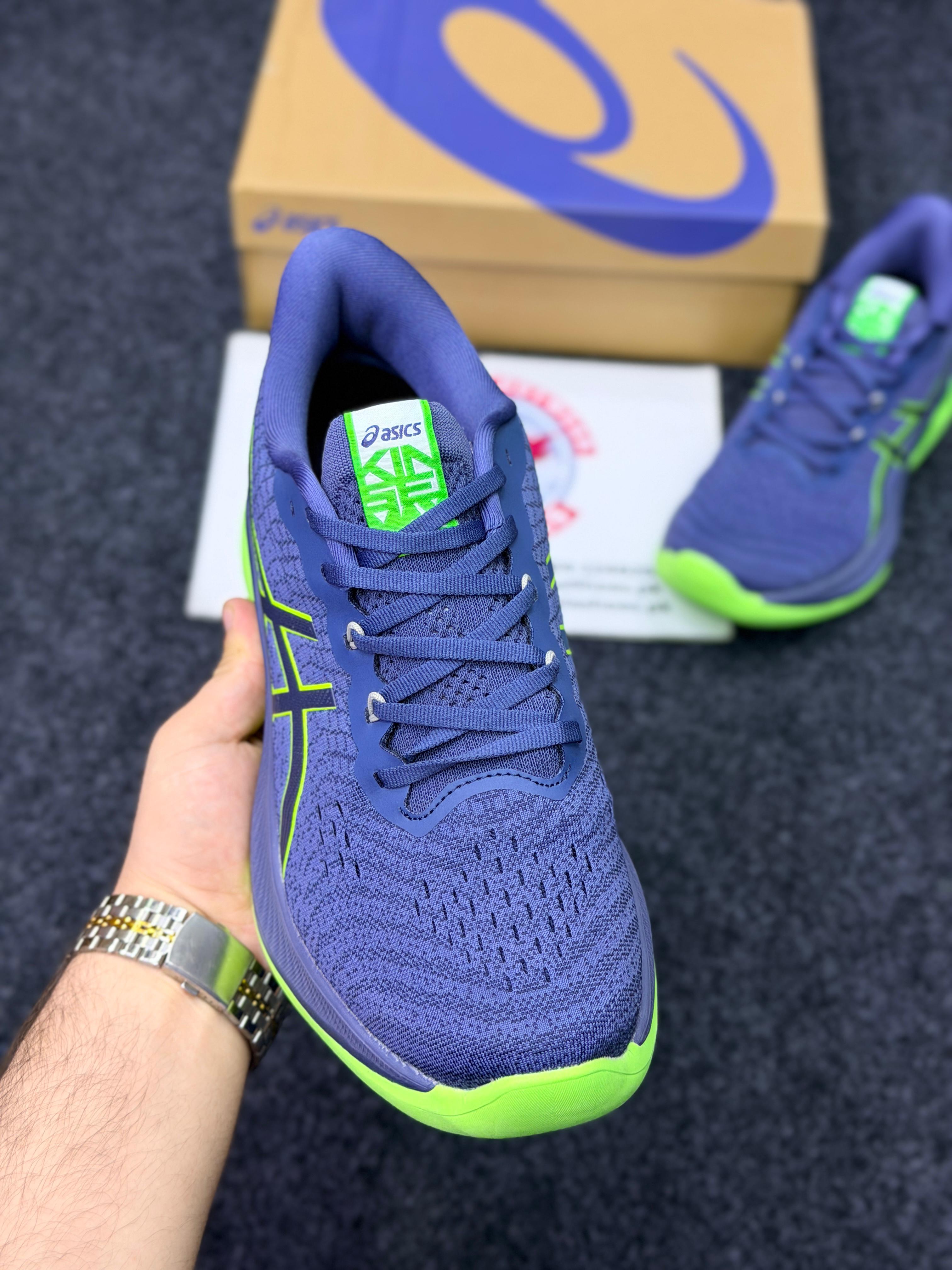 ASICS Style Gel Cushion Running Shoes – Light Blue & Grass Green Comfort Sneakers for Men