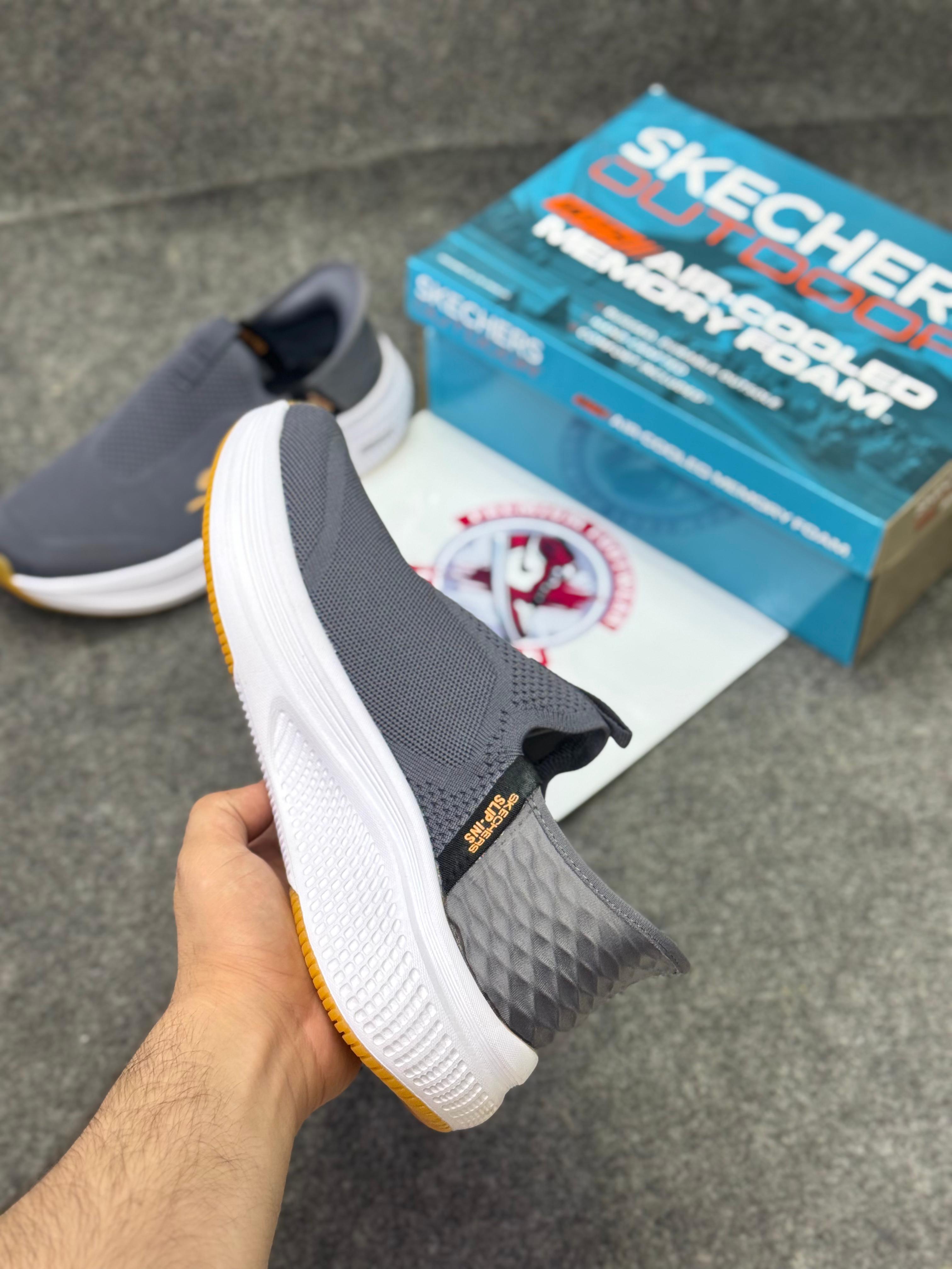 Skechers Slip-ins: Max Cushioning Grey white Comfort & Air-Cooled Cushioning | Best Walking