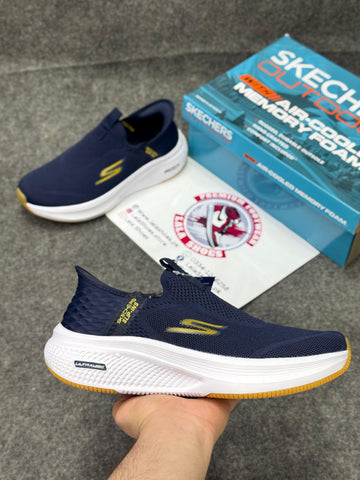 Skechers Slip-ins: Max Cushioning Hyper Burst Navy blue Comfort & Air-Cooled Cushioning | Best Walking
