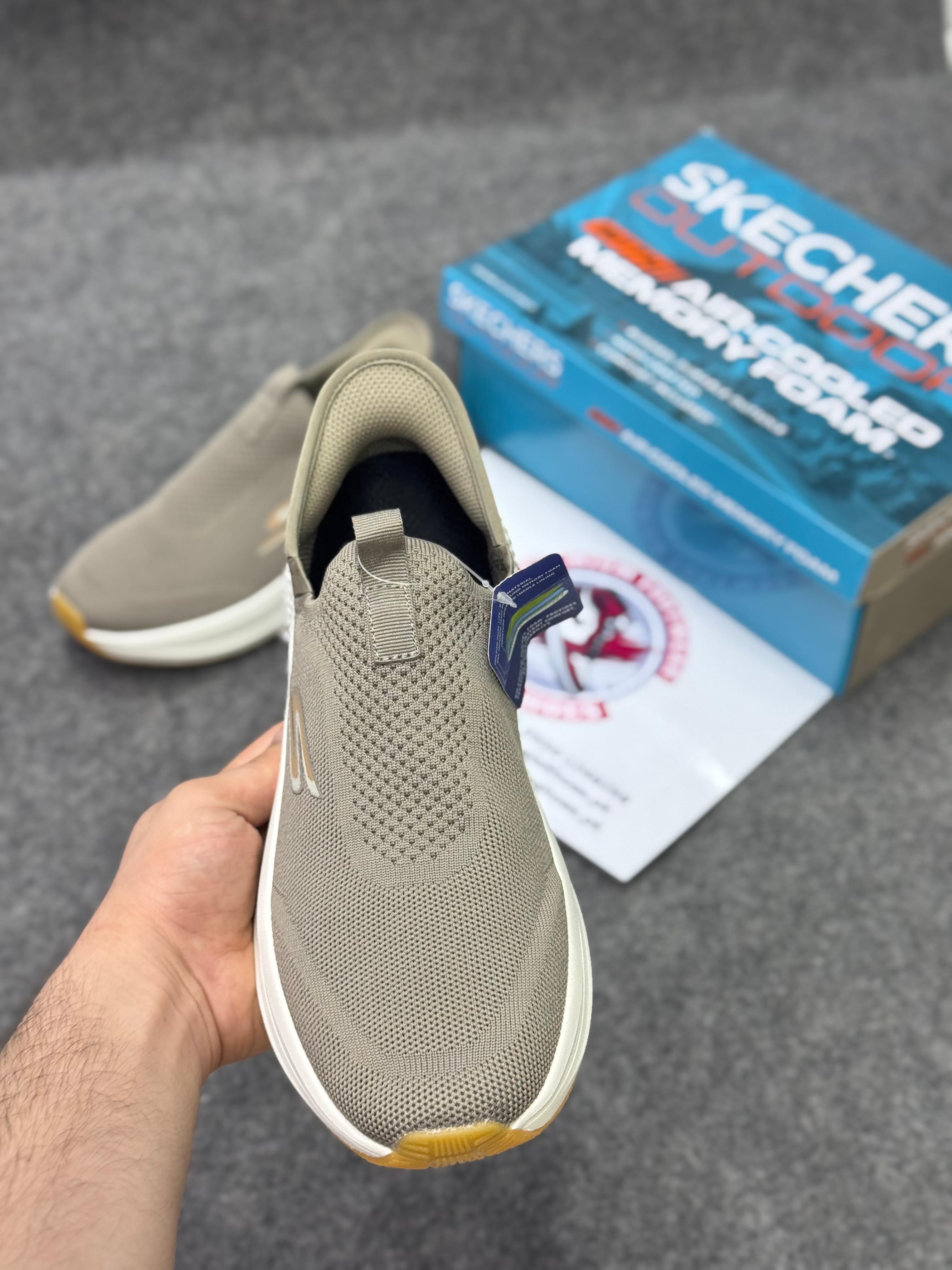 Skechers Slip-ins: Max Cushioning Hyper Burst khaki beige Comfort & Air-Cooled Cushioning | Best Walking