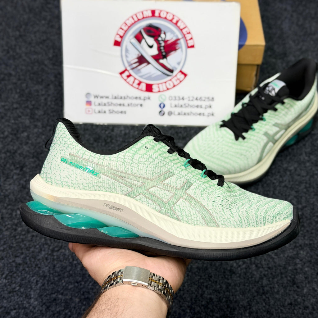 ASICS Style Gel Cushion Running Shoes – Aqua Greenish & Black Contrast Comfort Sneakers for Men