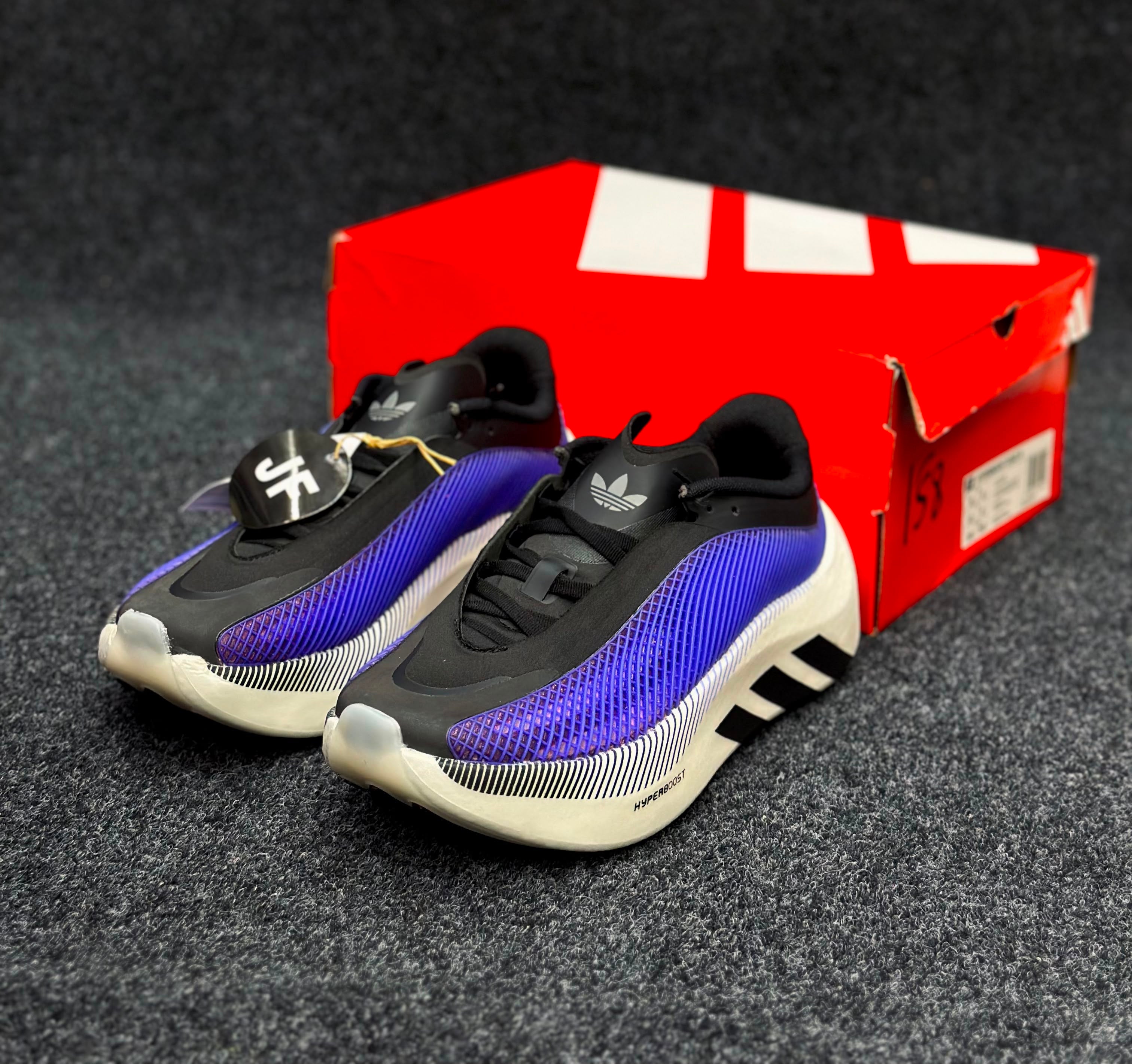 adidas Hyperboost Edge Running Shoes.Black / Royal Blue / Off White