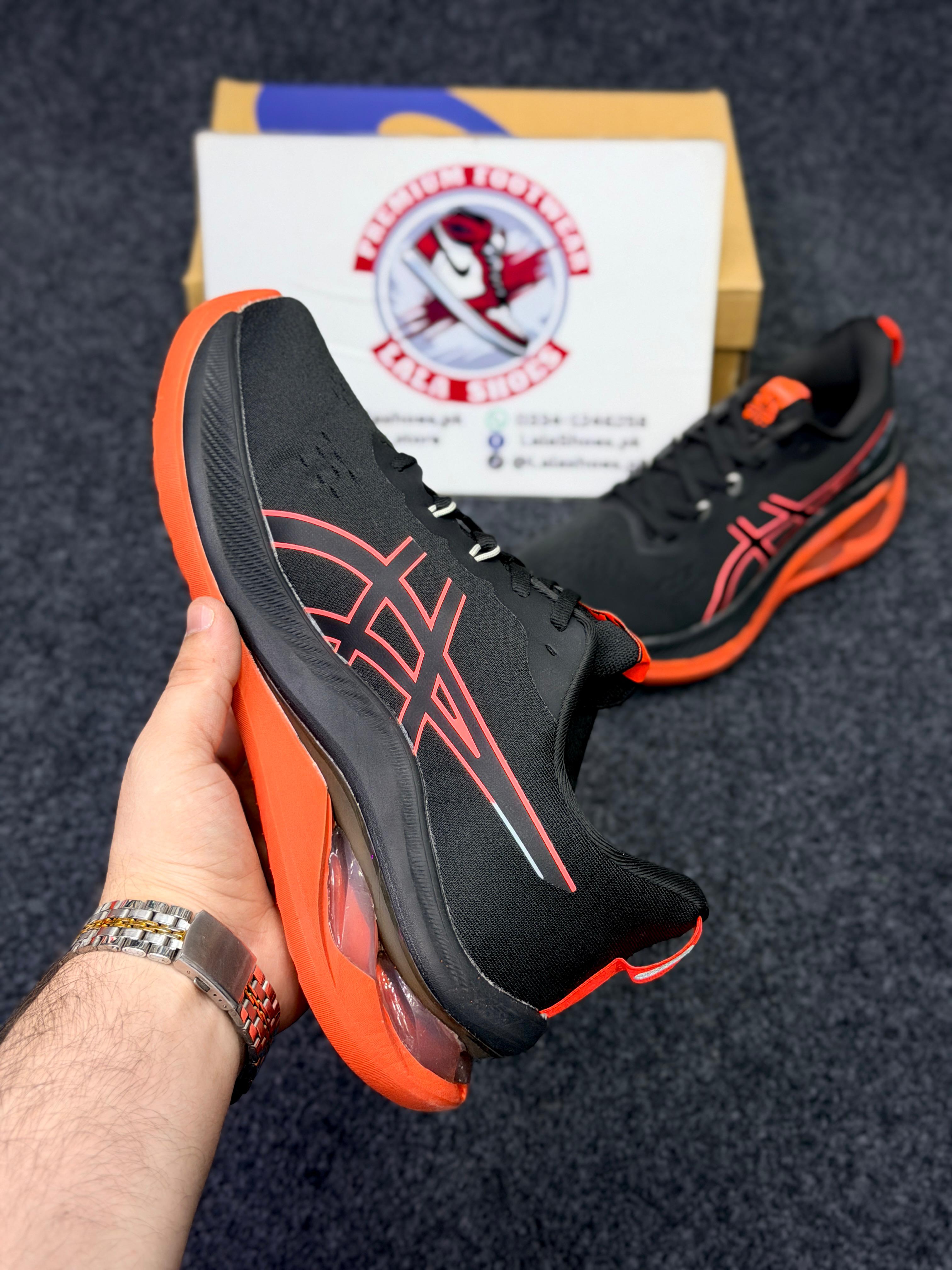 ASICS Style Gel Cushion Running Shoes – Black & Orange Comfort Sneakers for Men