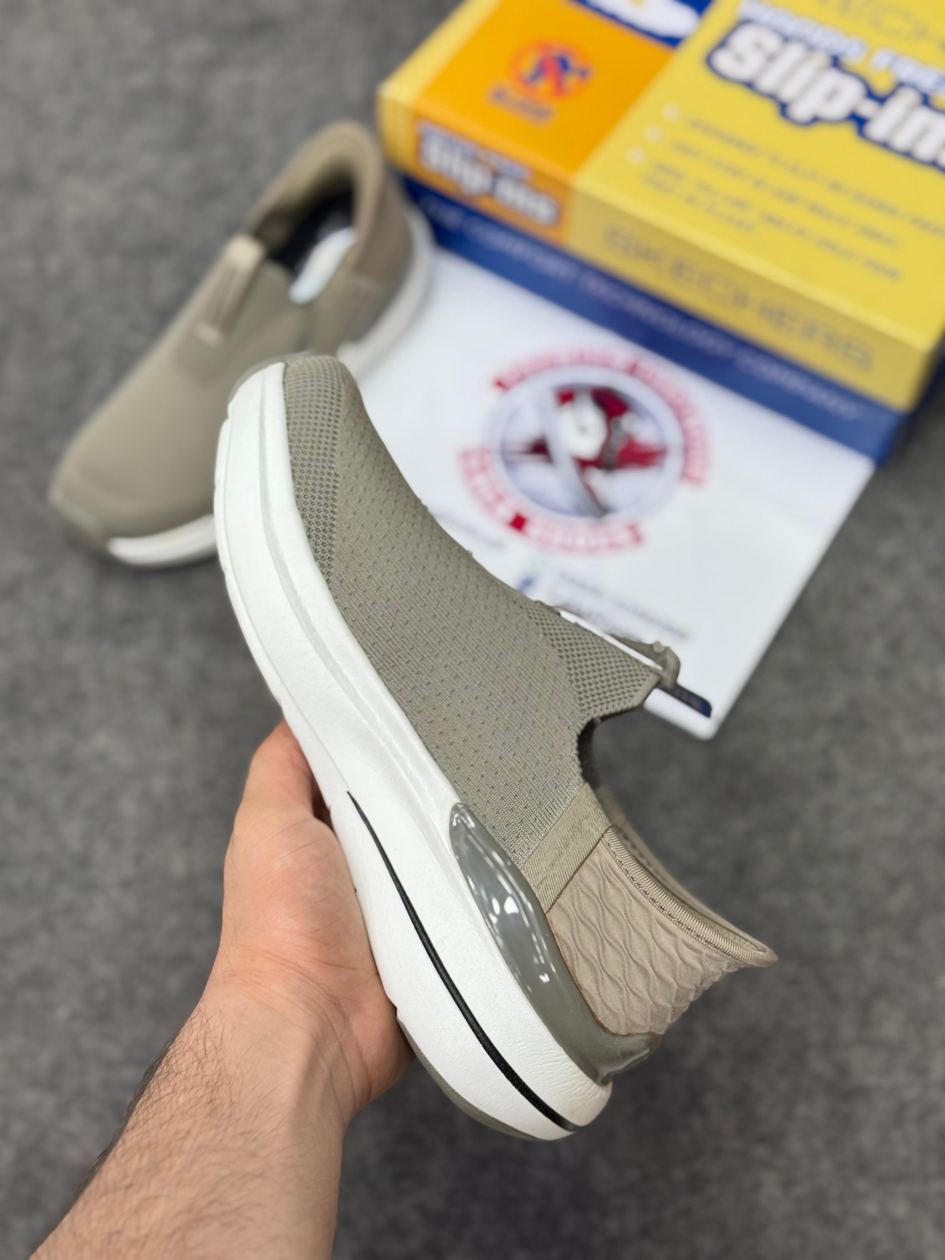 Skechers Slip-ins: Max Cushioning Hyper Burst Khaki, Air-Cooled Memory Foam