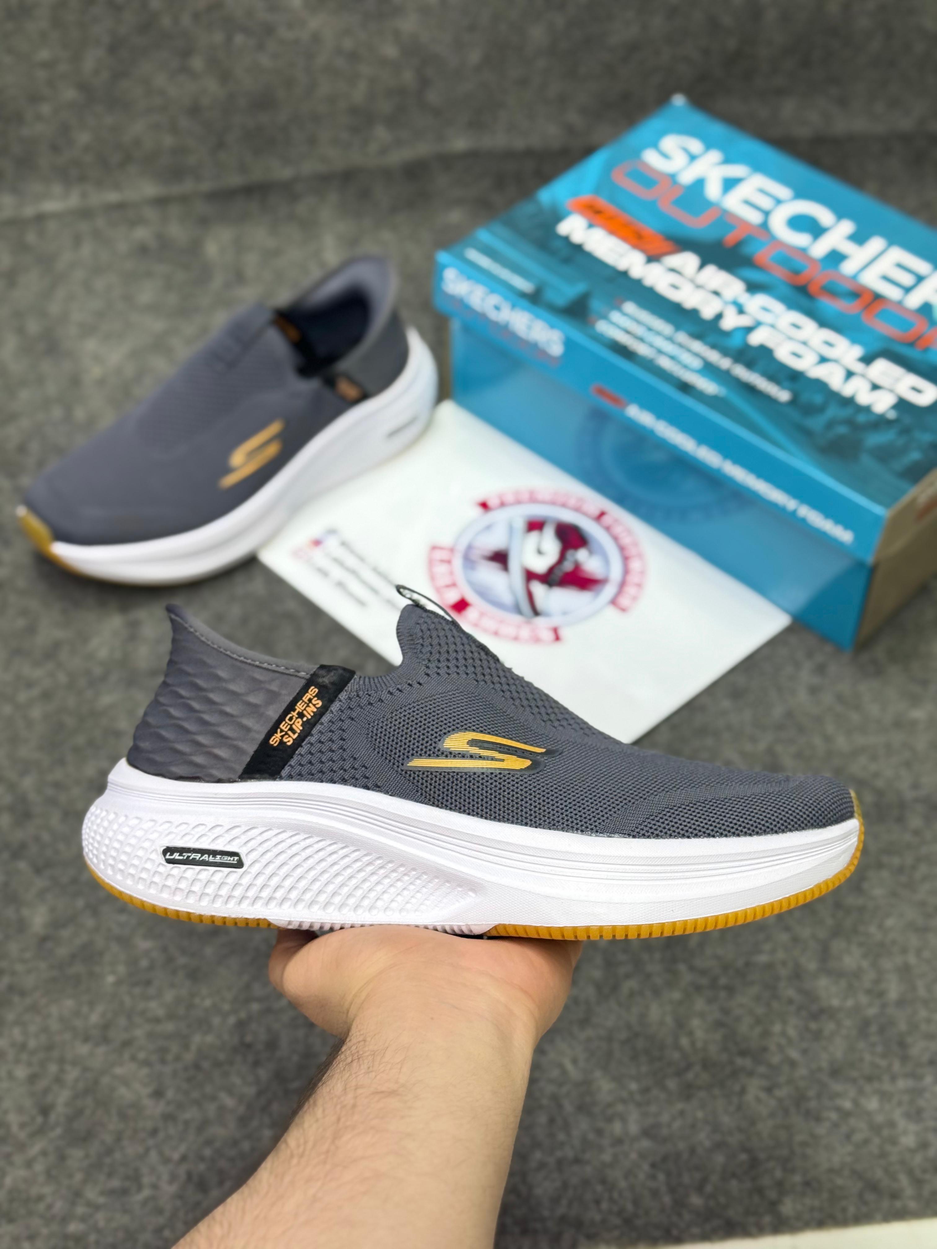 Skechers Slip-ins: Max Cushioning Grey white Comfort & Air-Cooled Cushioning | Best Walking