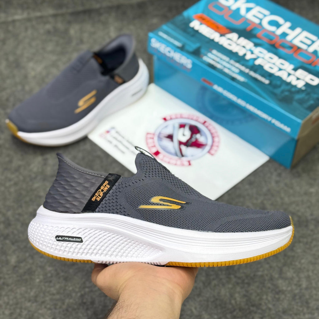 Skechers Slip-ins: Max Cushioning Grey white Comfort & Air-Cooled Cushioning | Best Walking