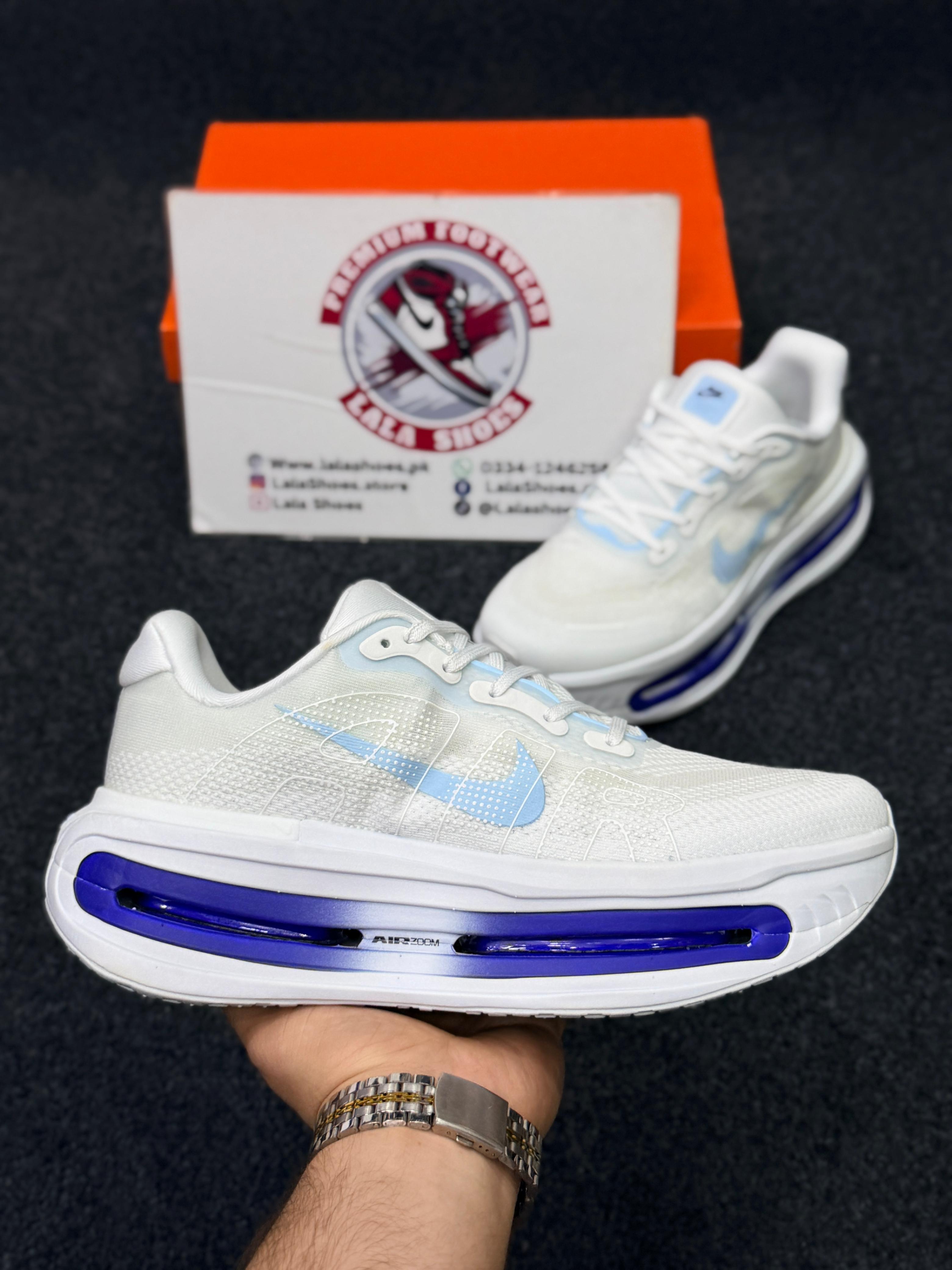 Nike Air Zoom Cushion Running Shoes – White Blue Neon
