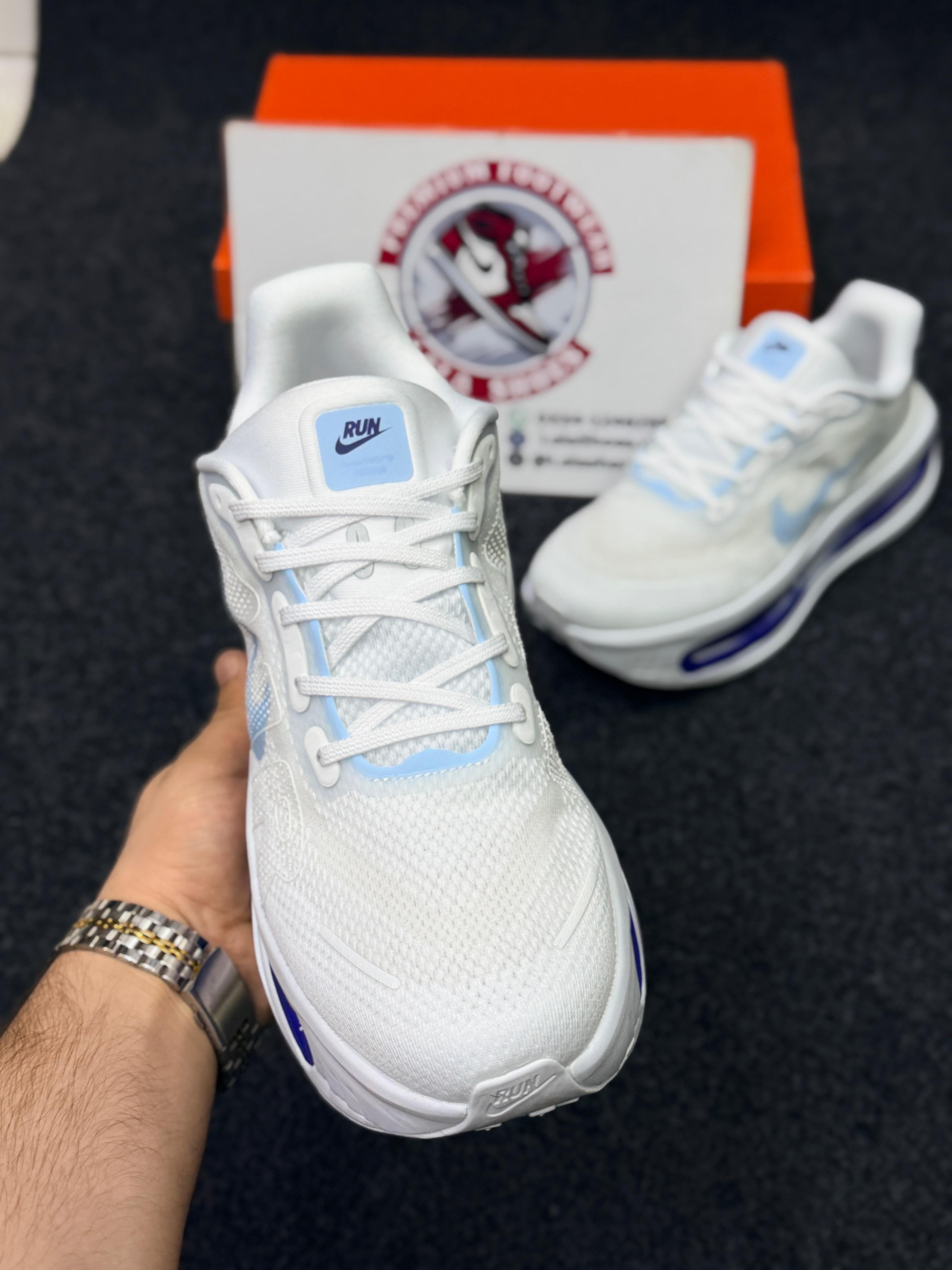 Nike Air Zoom Cushion Running Shoes – White Blue Neon