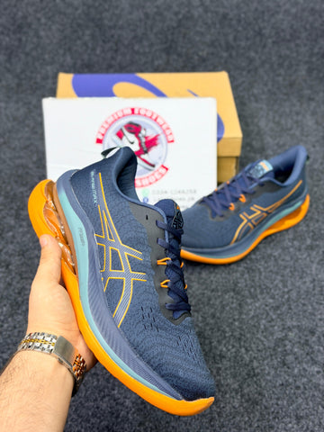 ASICS Style Gel Cushion Running Shoes – Blue & Orange  Comfort Sneakers for Men