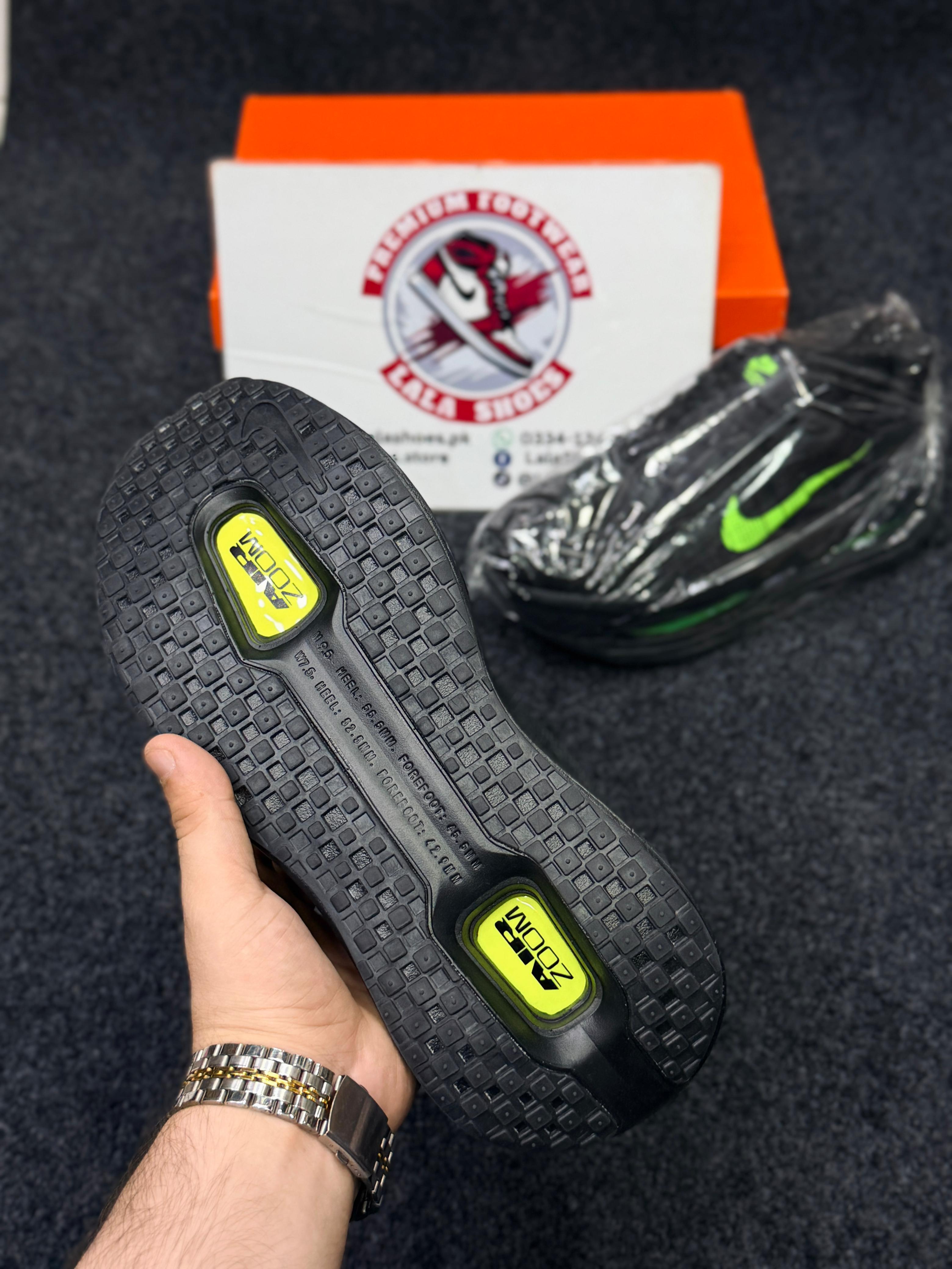 Nike Air Zoom Cushion Running Shoes – Black Green  Neon