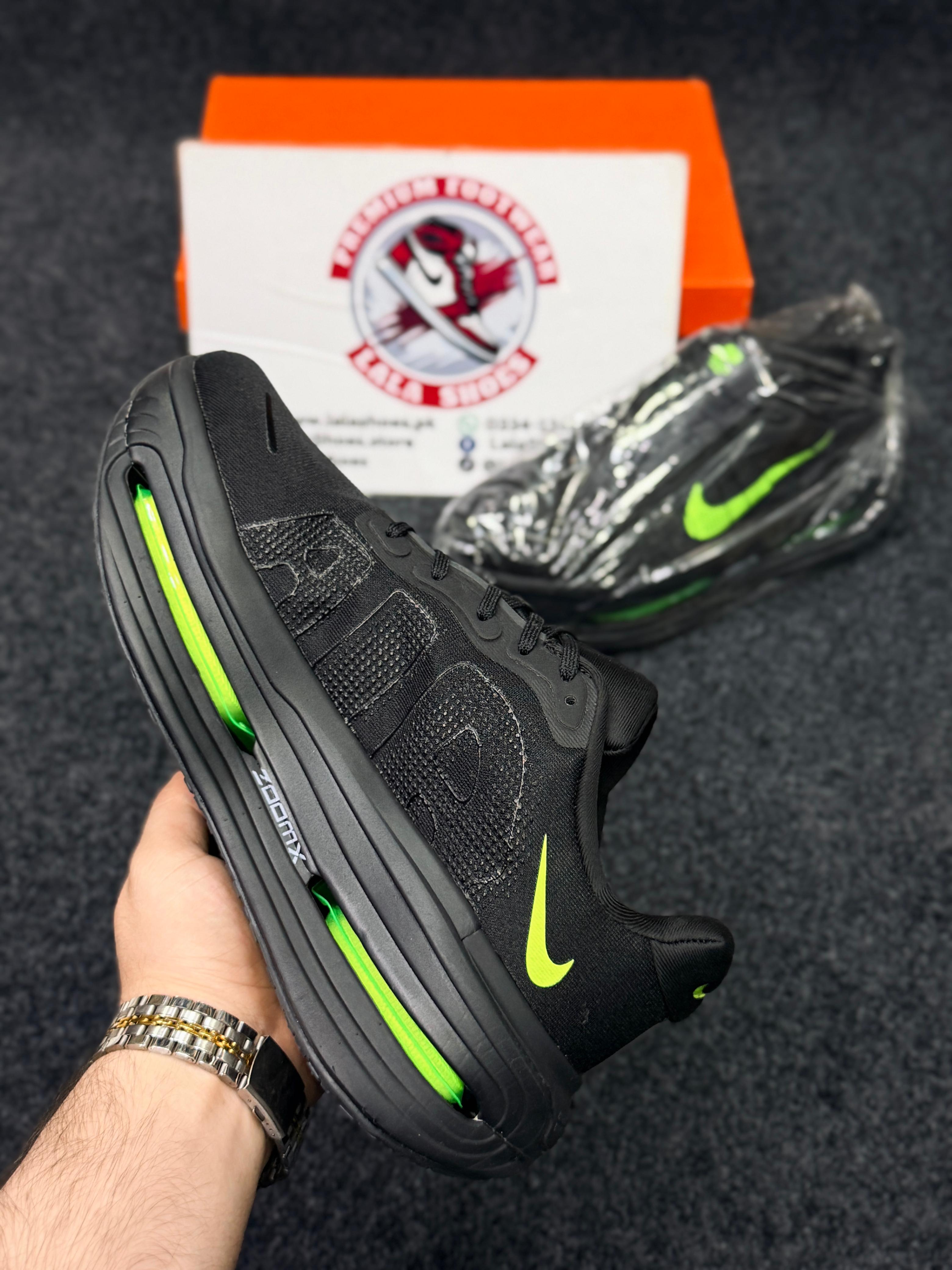 Nike Air Zoom Cushion Running Shoes – Black Green  Neon