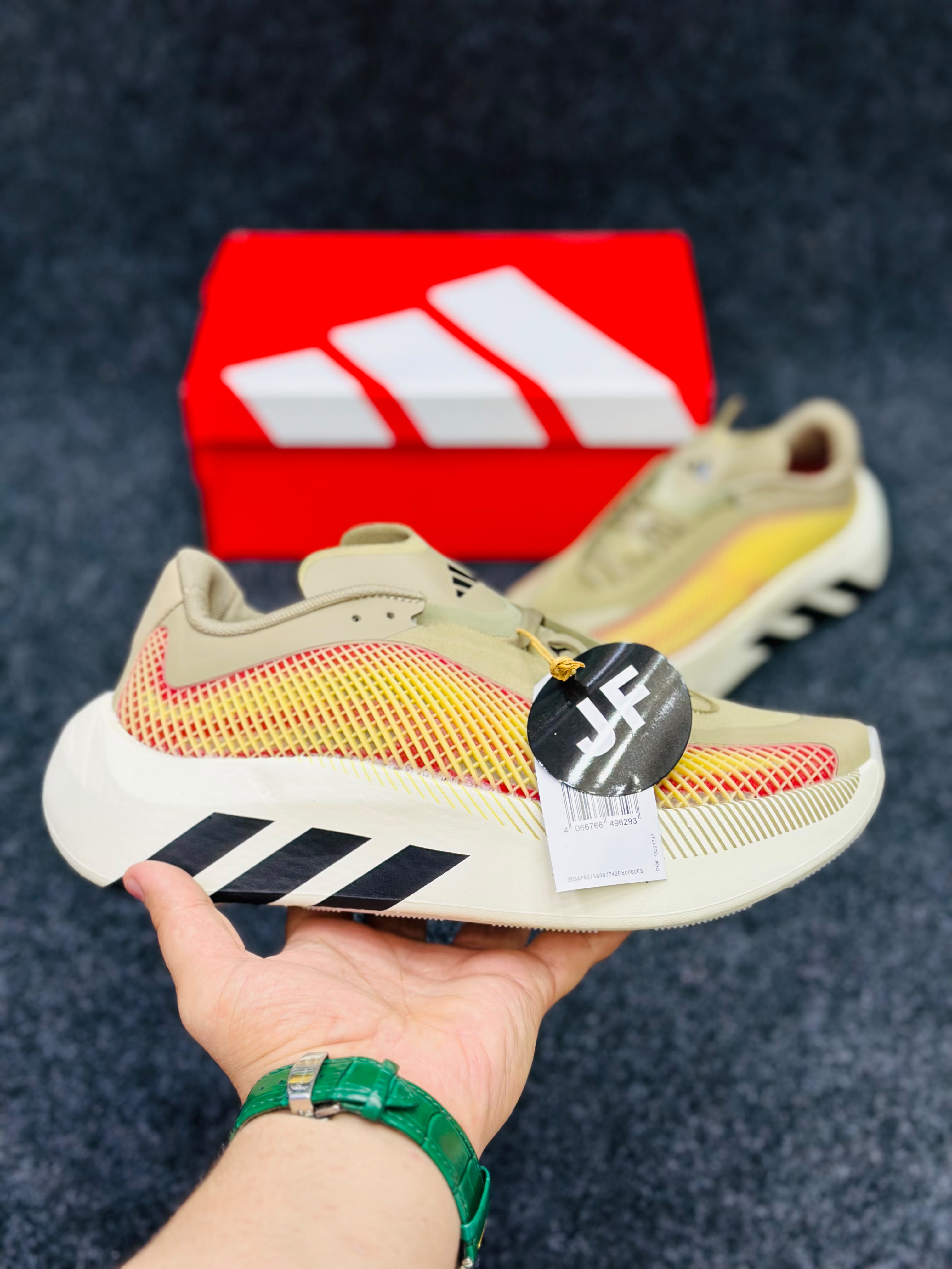 adidas Hyperboost Edge Running Shoes.   Cream / Solar Yellow / Black