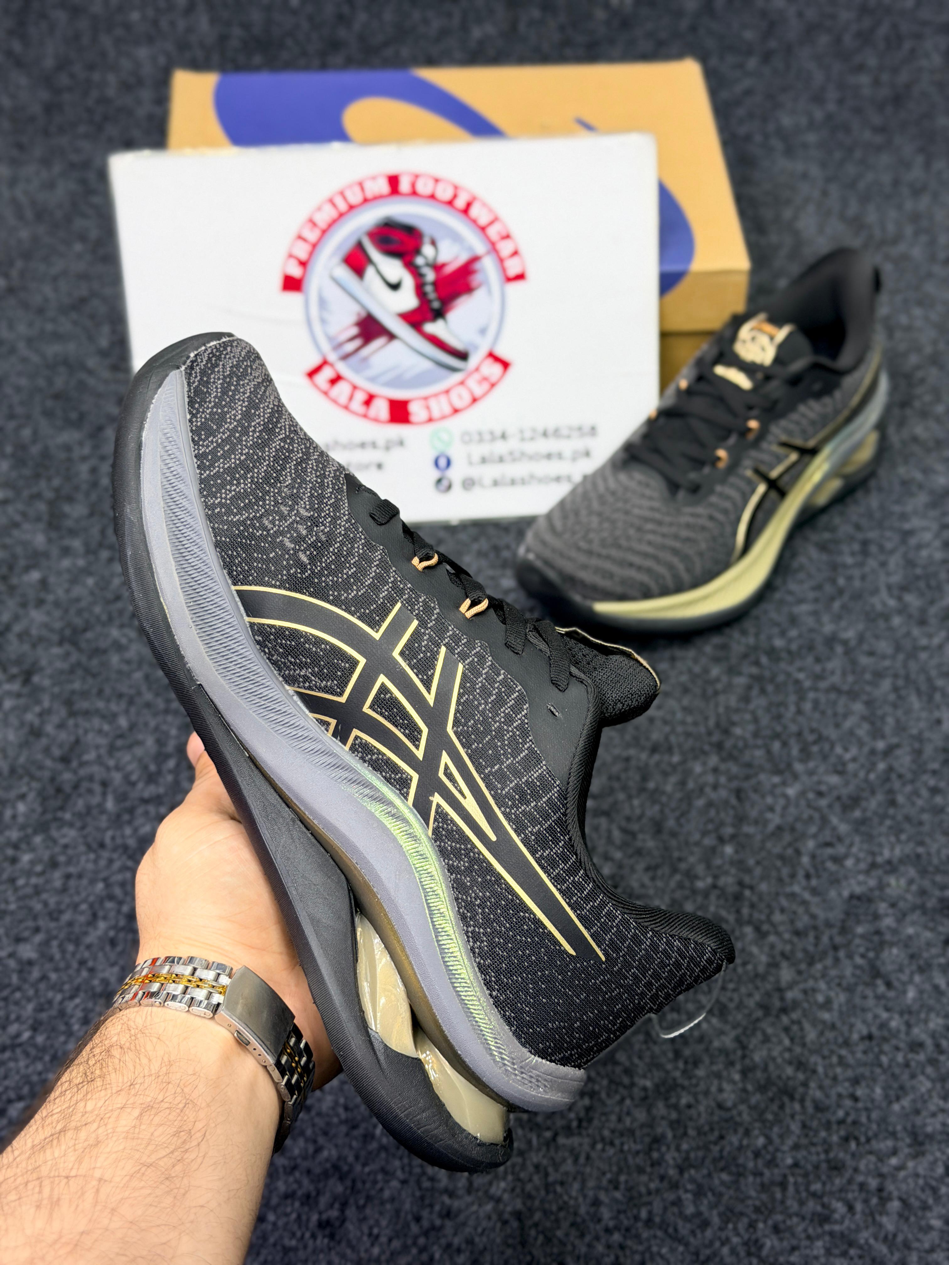 ASICS Style Gel Cushion Running  Shoes – Black & Gold Comfort Sneakers for Men