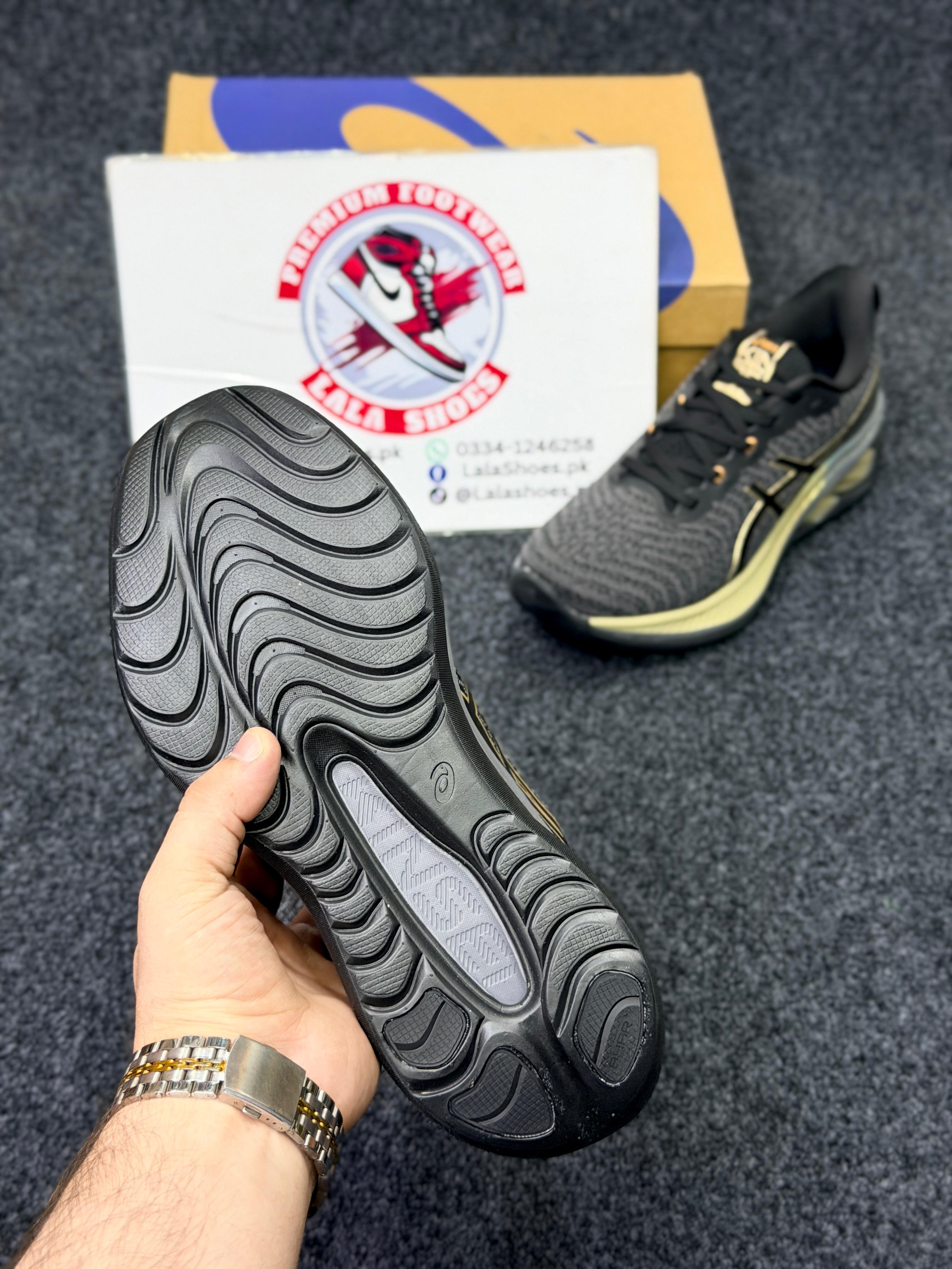 ASICS Style Gel Cushion Running  Shoes – Black & Gold Comfort Sneakers for Men
