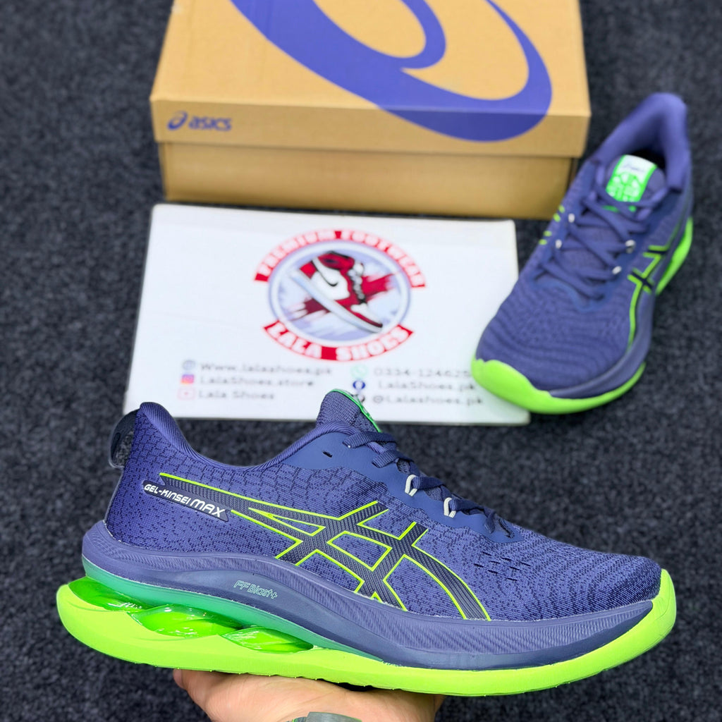 ASICS Style Gel Cushion Running Shoes – Light Blue & Grass Green Comfort Sneakers for Men