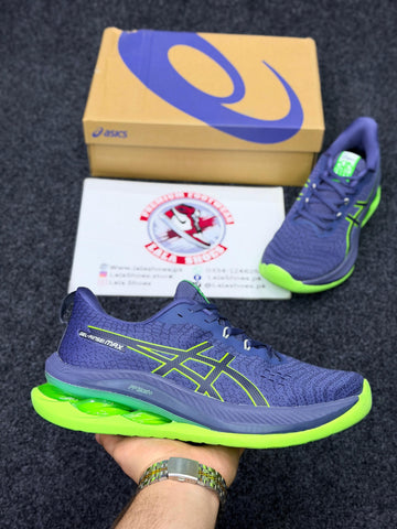 ASICS Style Gel Cushion Running Shoes – Light Blue & Grass Green Comfort Sneakers for Men