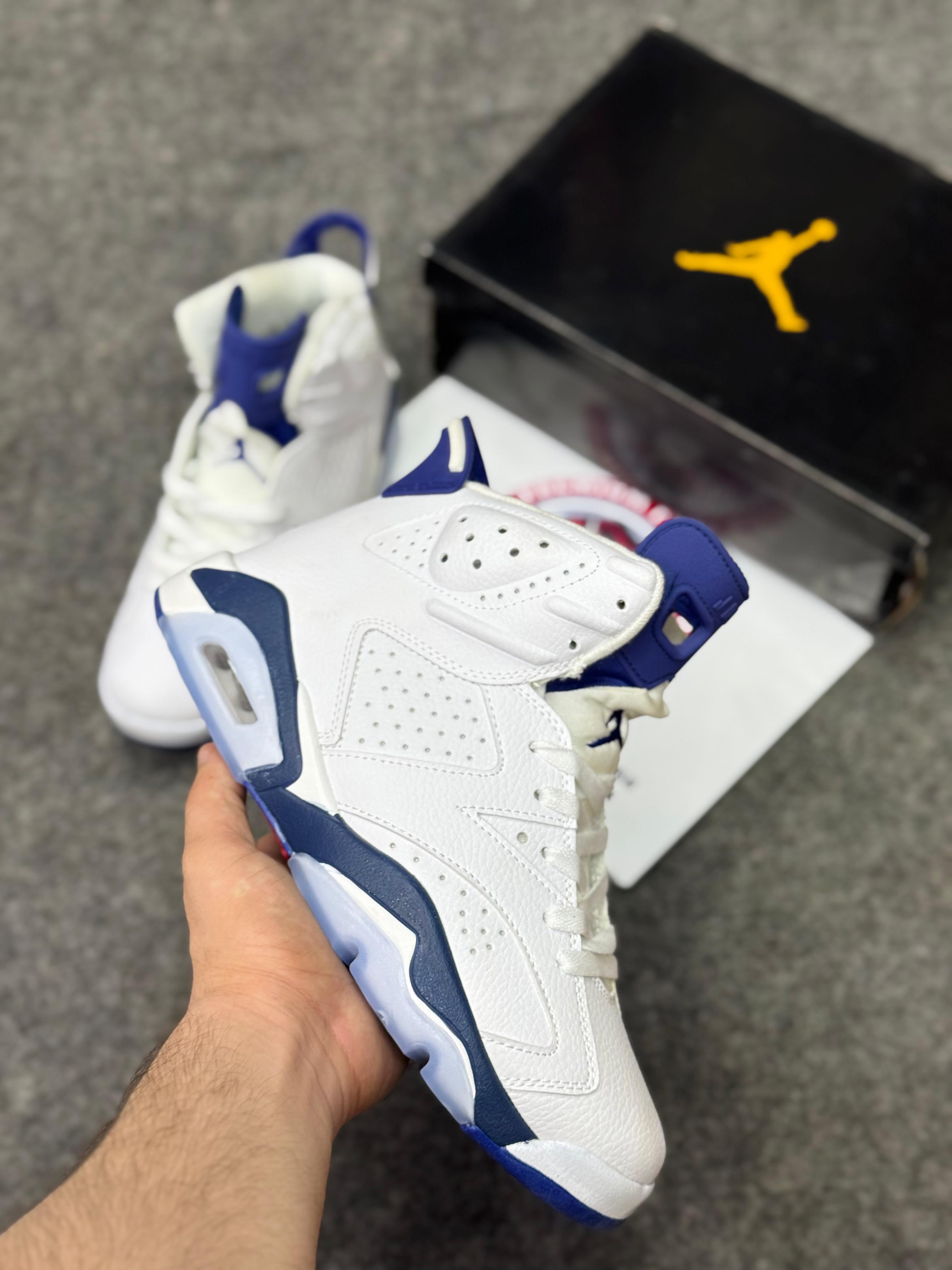 Air Jordan 6 white navy blue