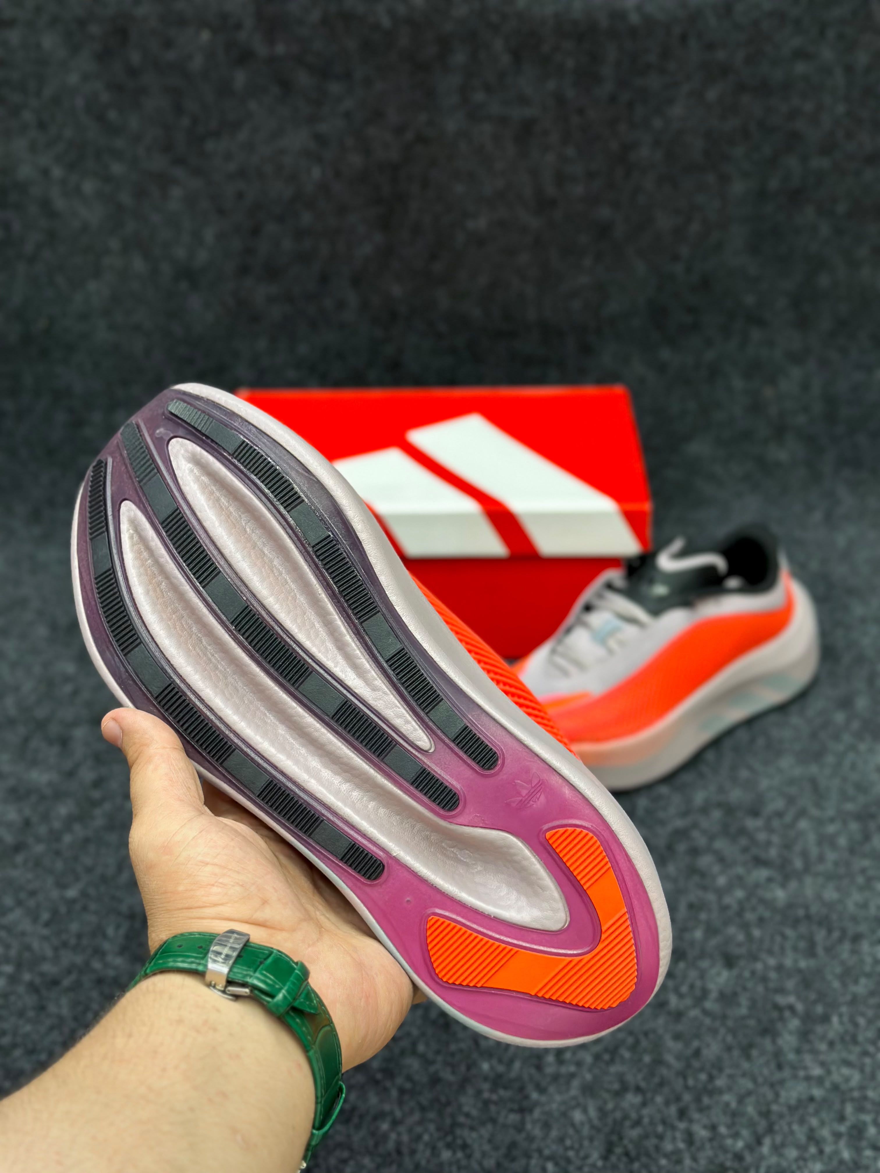 adidas Hyperboost Edge Running Shoes....Grey / Solar Red / Off White