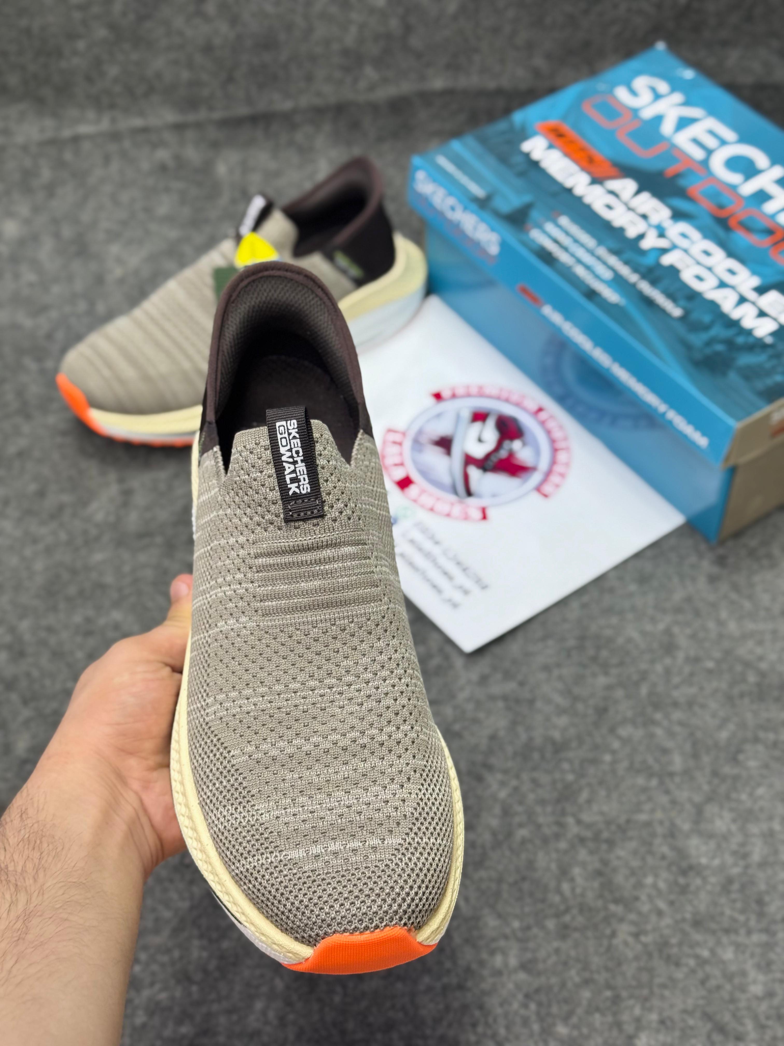 Skechers Slip-ins: Max Cushioning Hyper Burst Brown khaki Lightweight, Air-Cooled Memory Foam